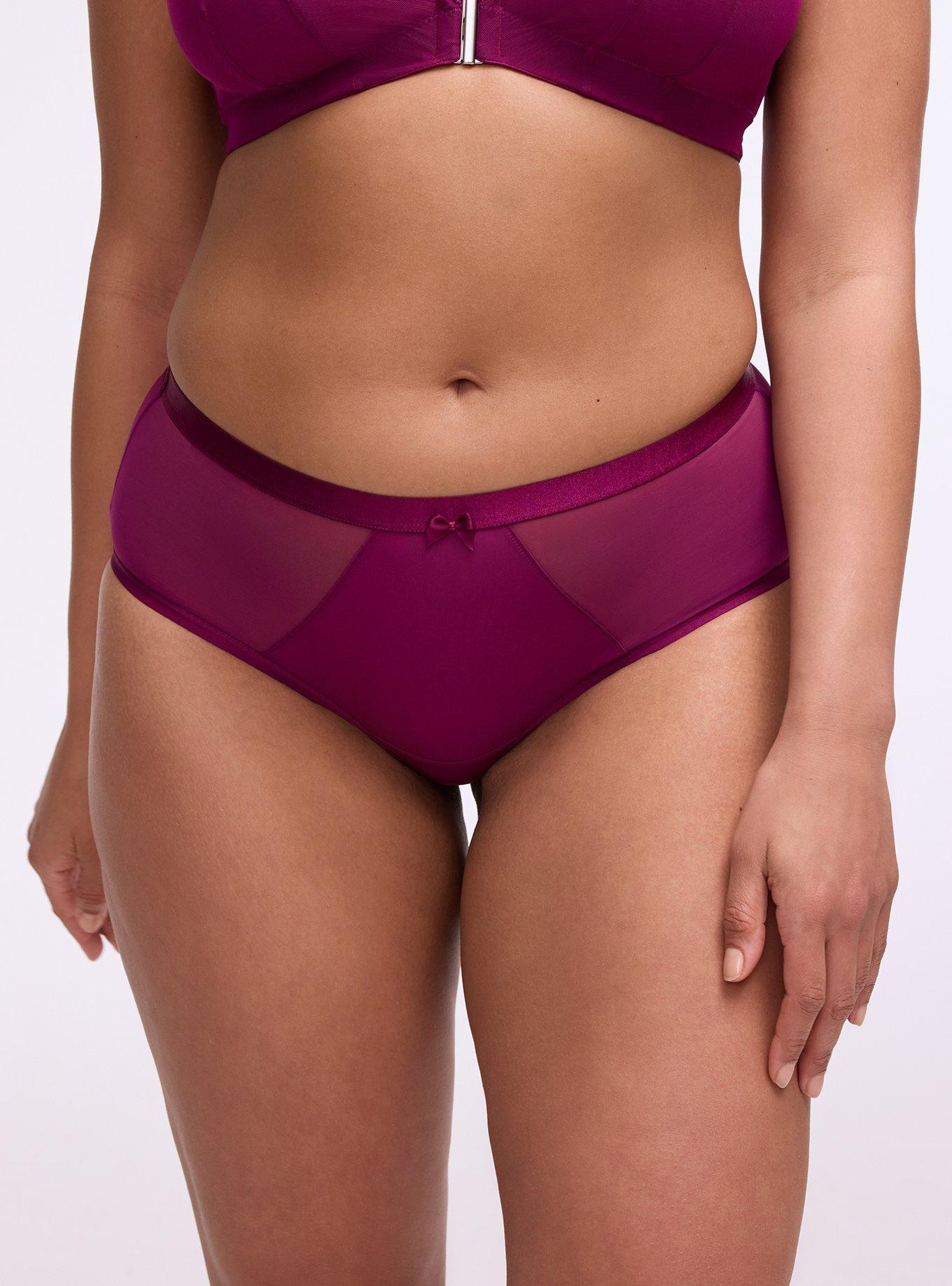 Micro & Mesh Mid-Rise Cheeky Panty, PLUM CASPIA, alternate