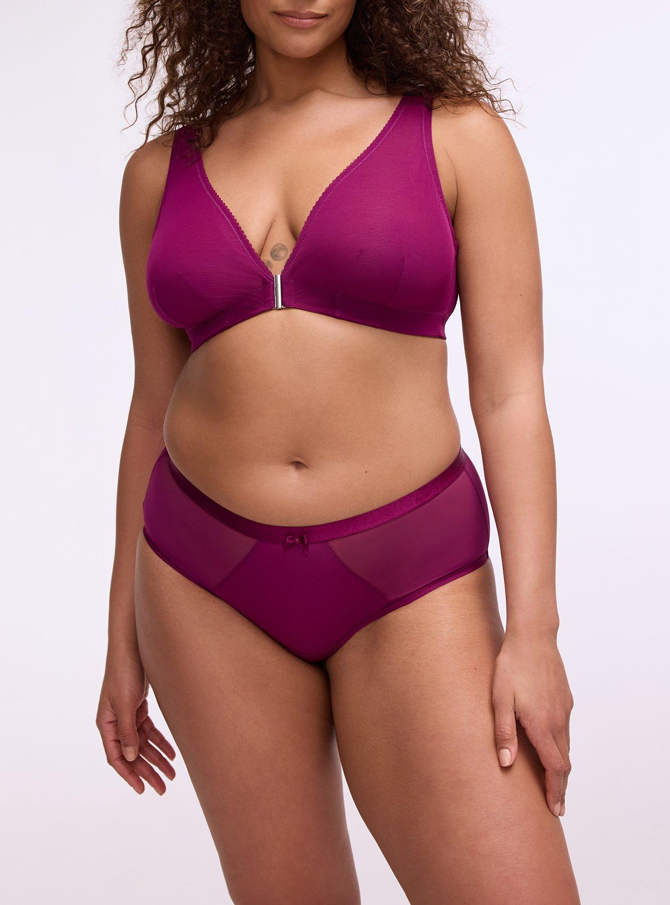 Micro & Mesh Mid-Rise Cheeky Panty, PLUM CASPIA, alternate