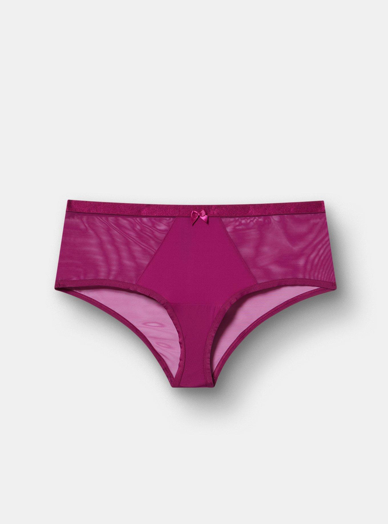 Micro & Mesh Mid-Rise Cheeky Panty, PLUM CASPIA, hi-res