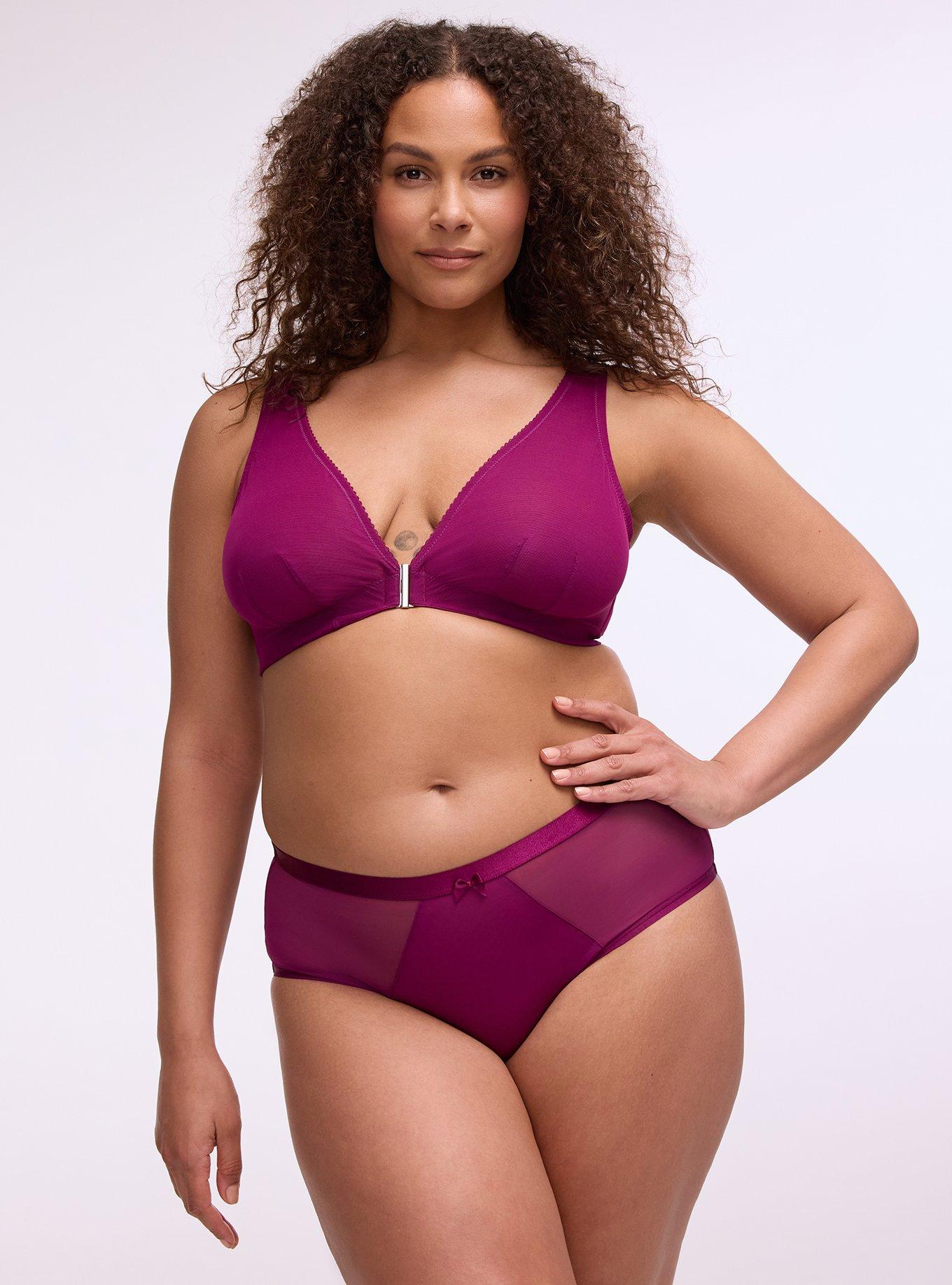 Micro & Mesh Mid-Rise Cheeky Panty, PLUM CASPIA, hi-res