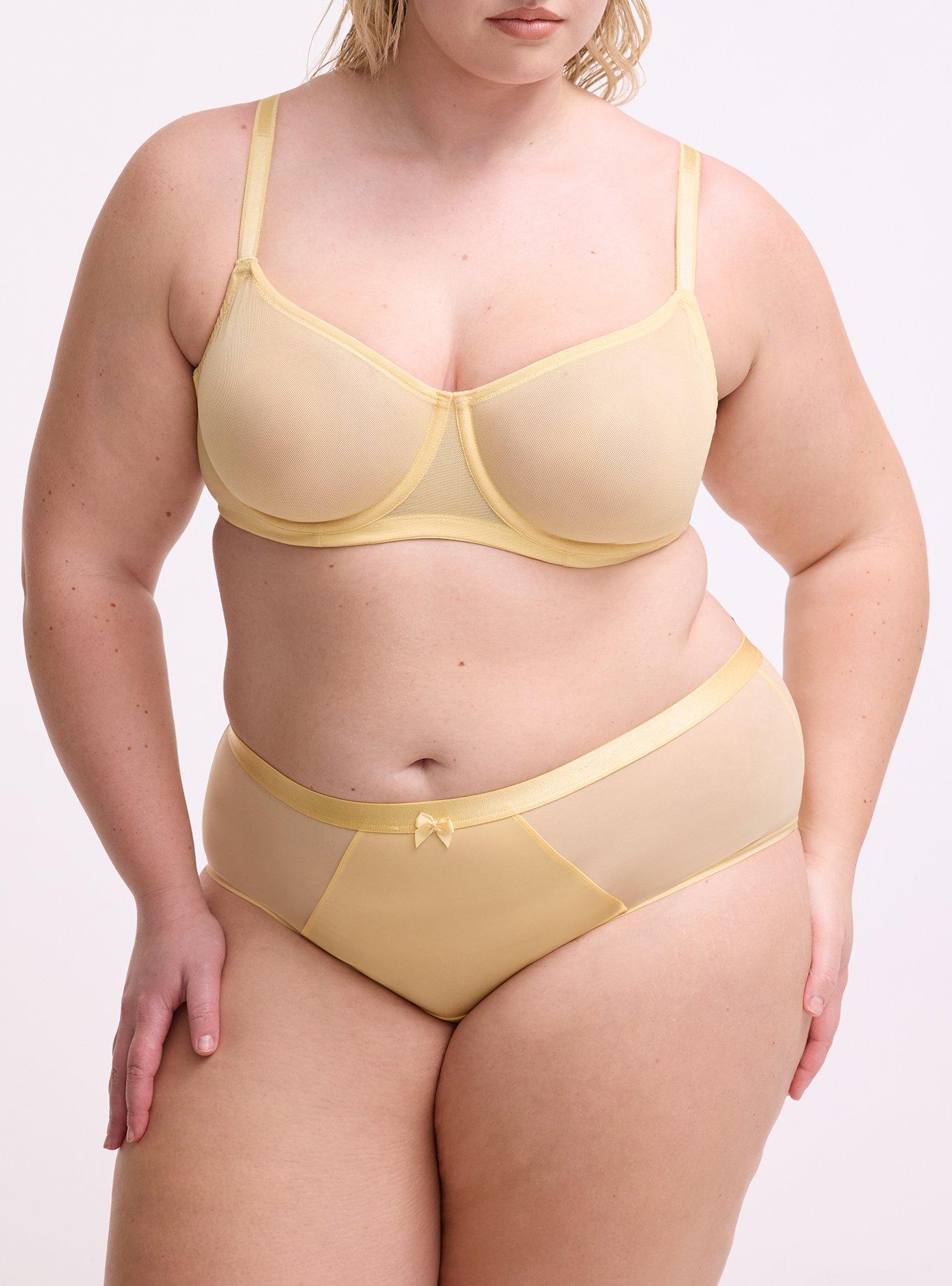 Micro & Mesh Mid-Rise Cheeky Panty, GOLDEN HAZE, alternate