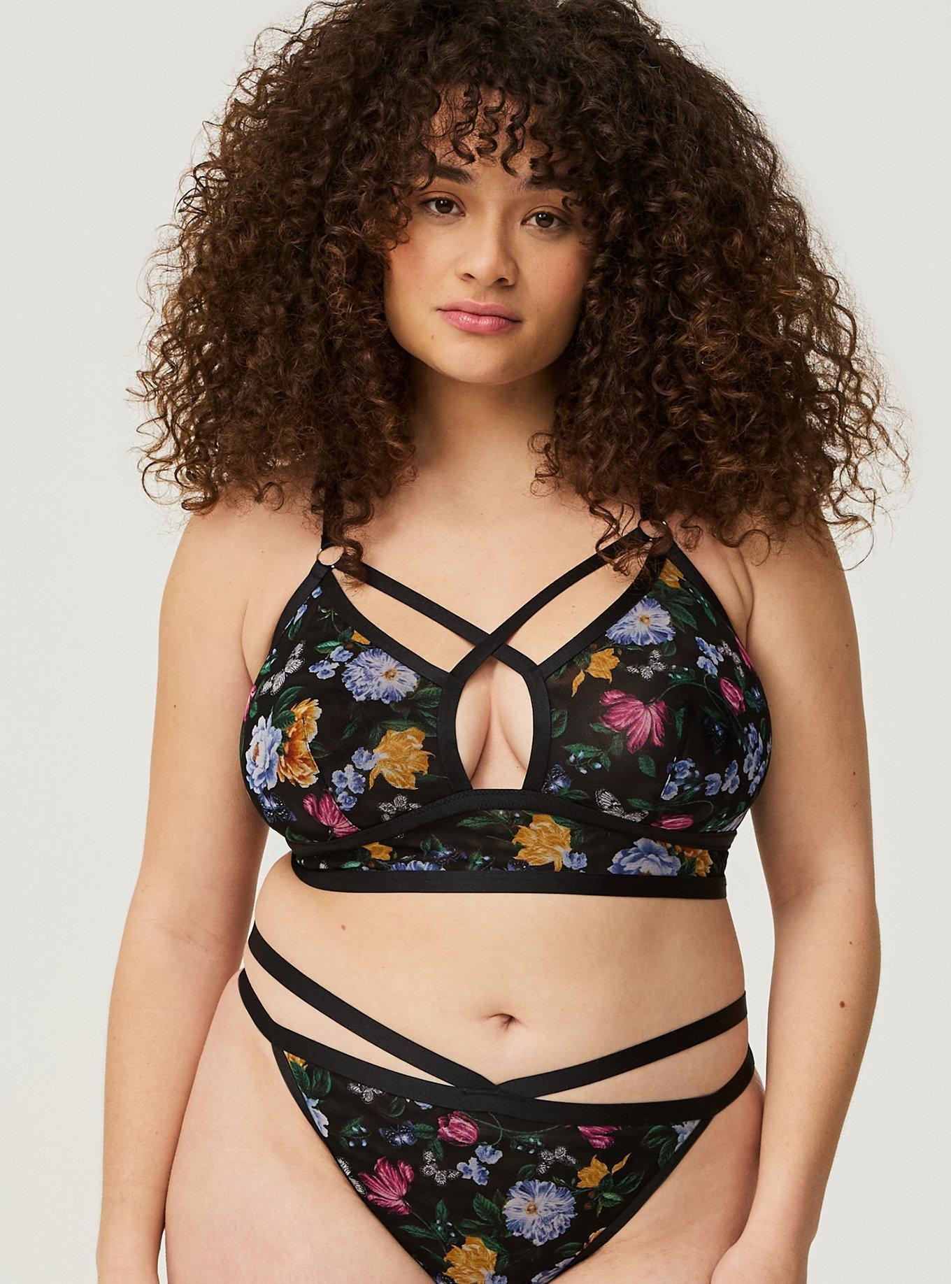 Printed Mesh X Front No Wire Bralette