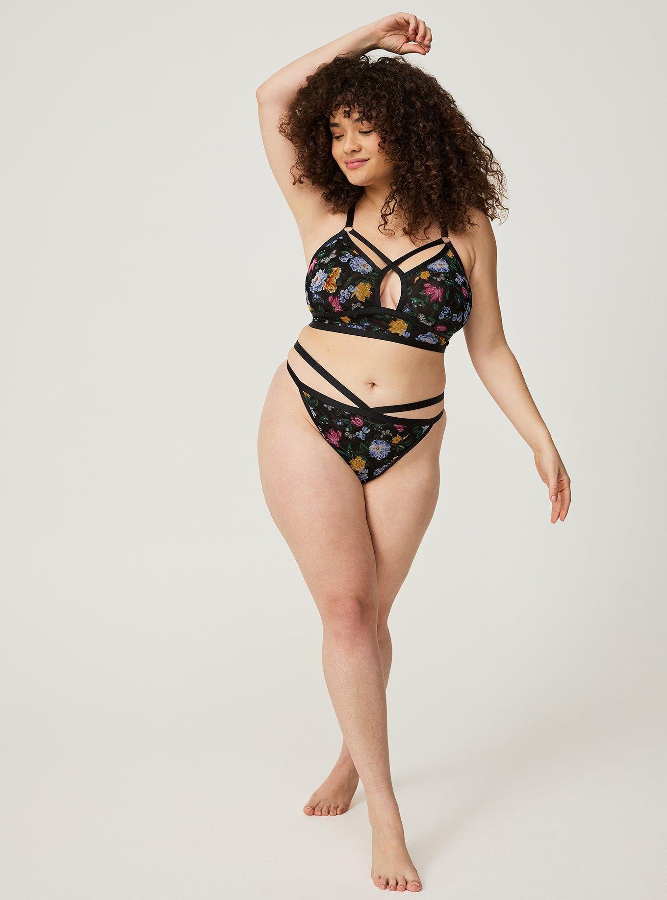 Printed Mesh X Front No Wire Bralette