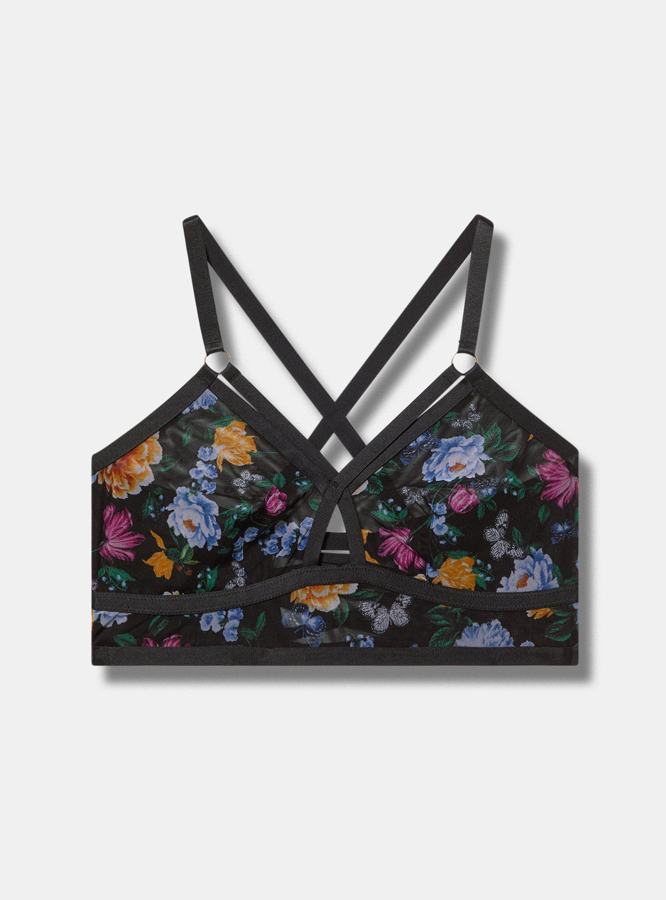 Printed Mesh X Front No Wire Bralette