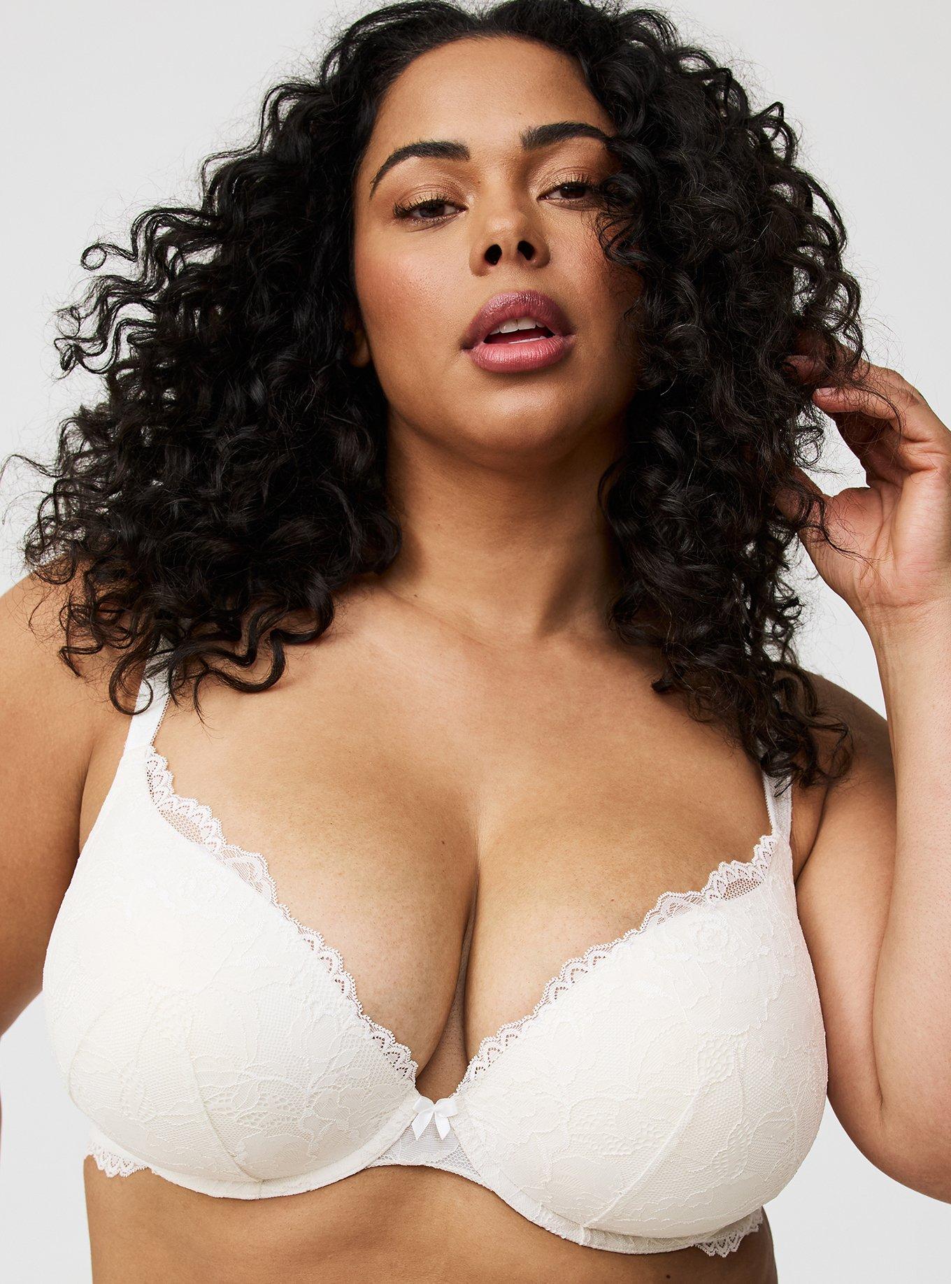 Plunge Push-Up Lace Bra, CLOUD DANCER, hi-res