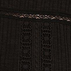 Plus Size Lace Trim Top, DEEP BLACK, swatch