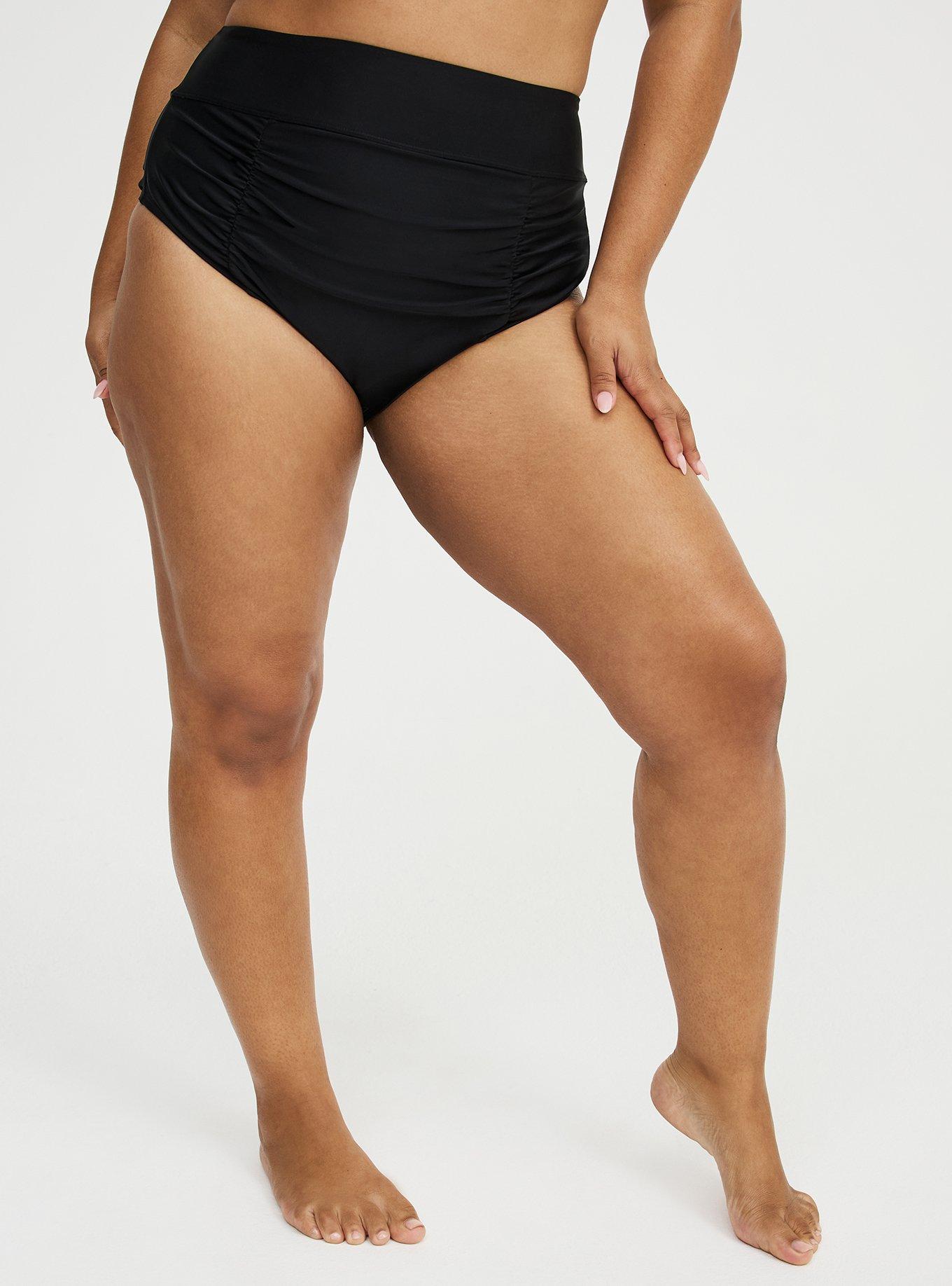 High-Waist High Cut Cheeky Swim Bottom, DEEP BLACK, alternate