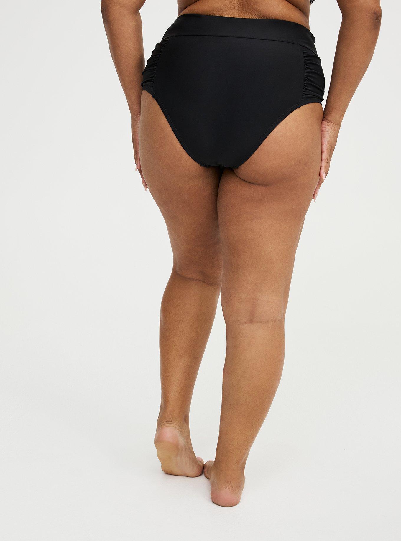 High-Waist High Cut Cheeky Swim Bottom, DEEP BLACK, alternate