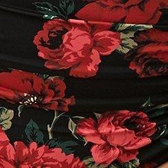 Plus Size High-Rise Ruched Cheeky Swim Bottom, NEON TRADITIONAL ROSES DEEP BLACK, swatch