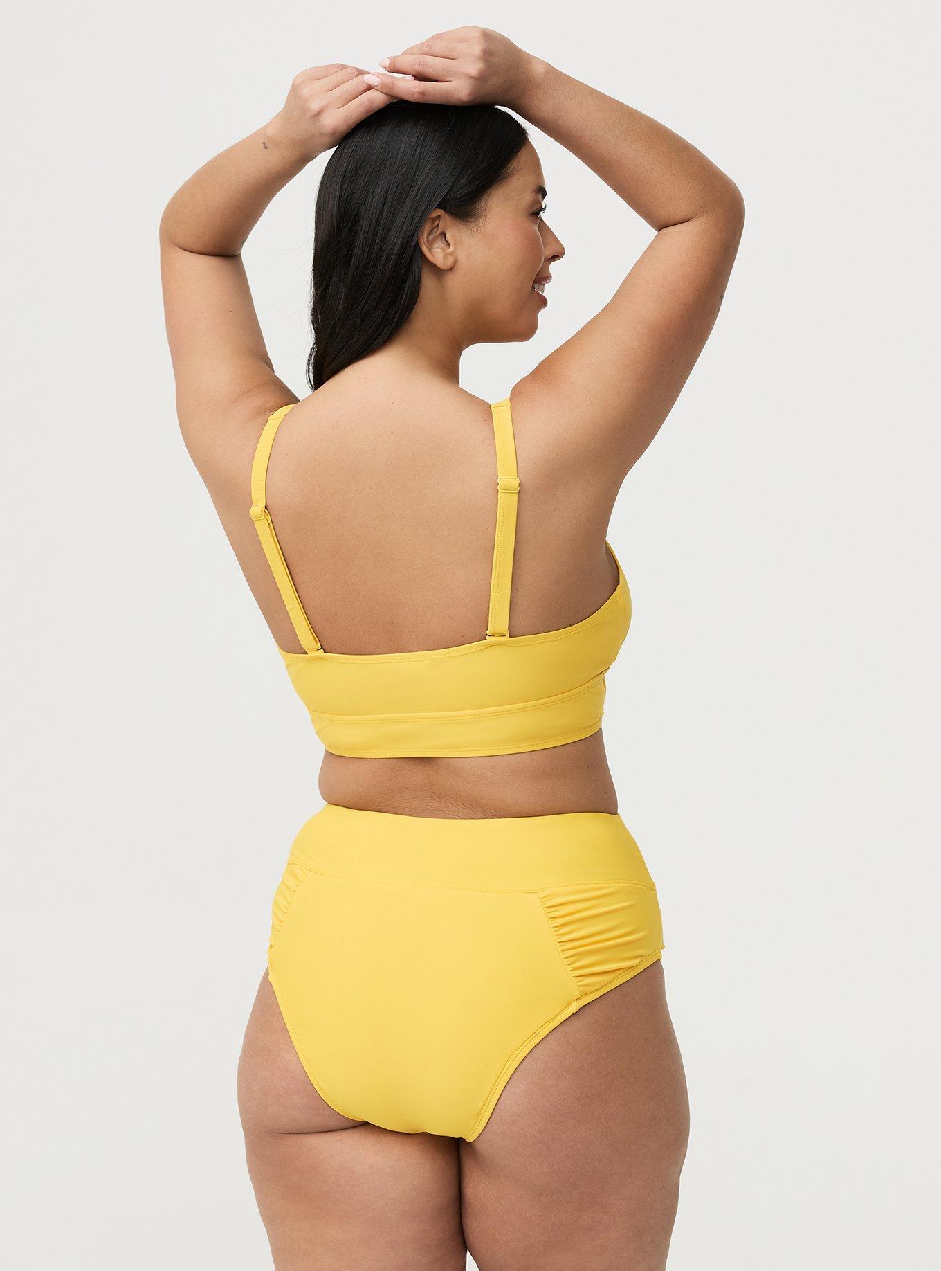 High-Rise Ruched Cheeky Swim Bottom, SWIM YELLOW, alternate
