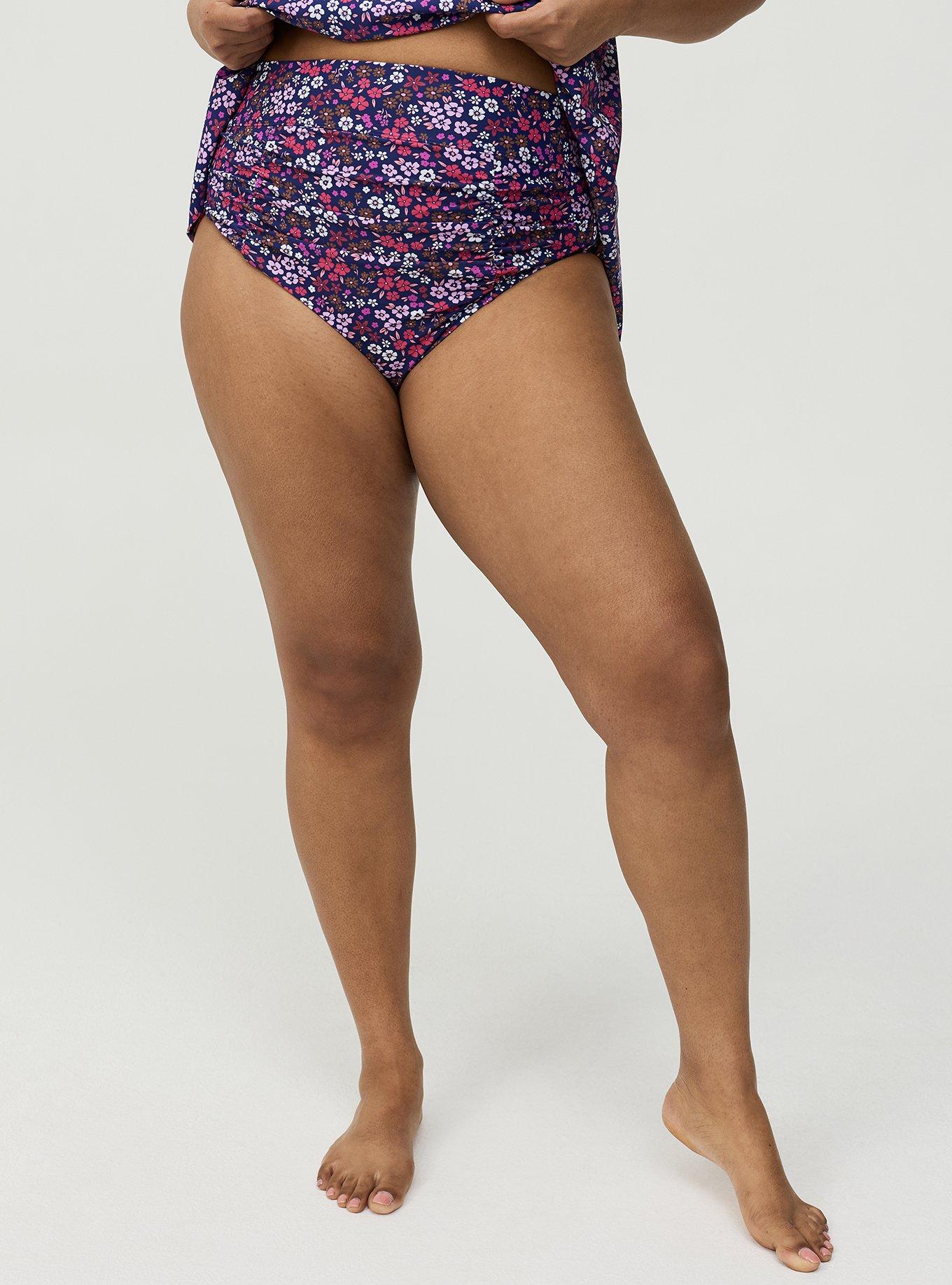 High-Waist High Cut Cheeky Swim Bottom, ALEX DITSY BLUE, alternate