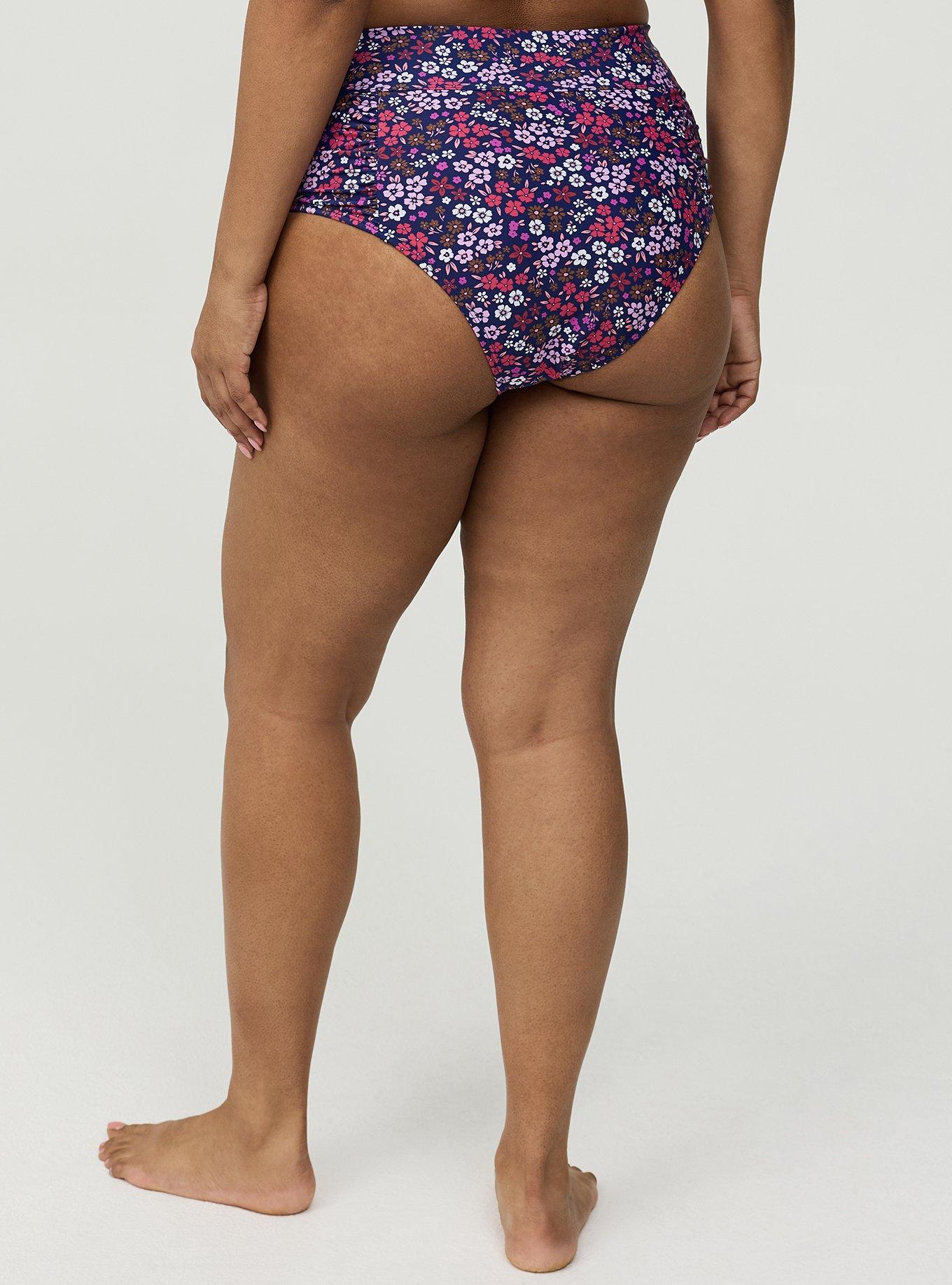 High-Waist High Cut Cheeky Swim Bottom, ALEX DITSY BLUE, alternate