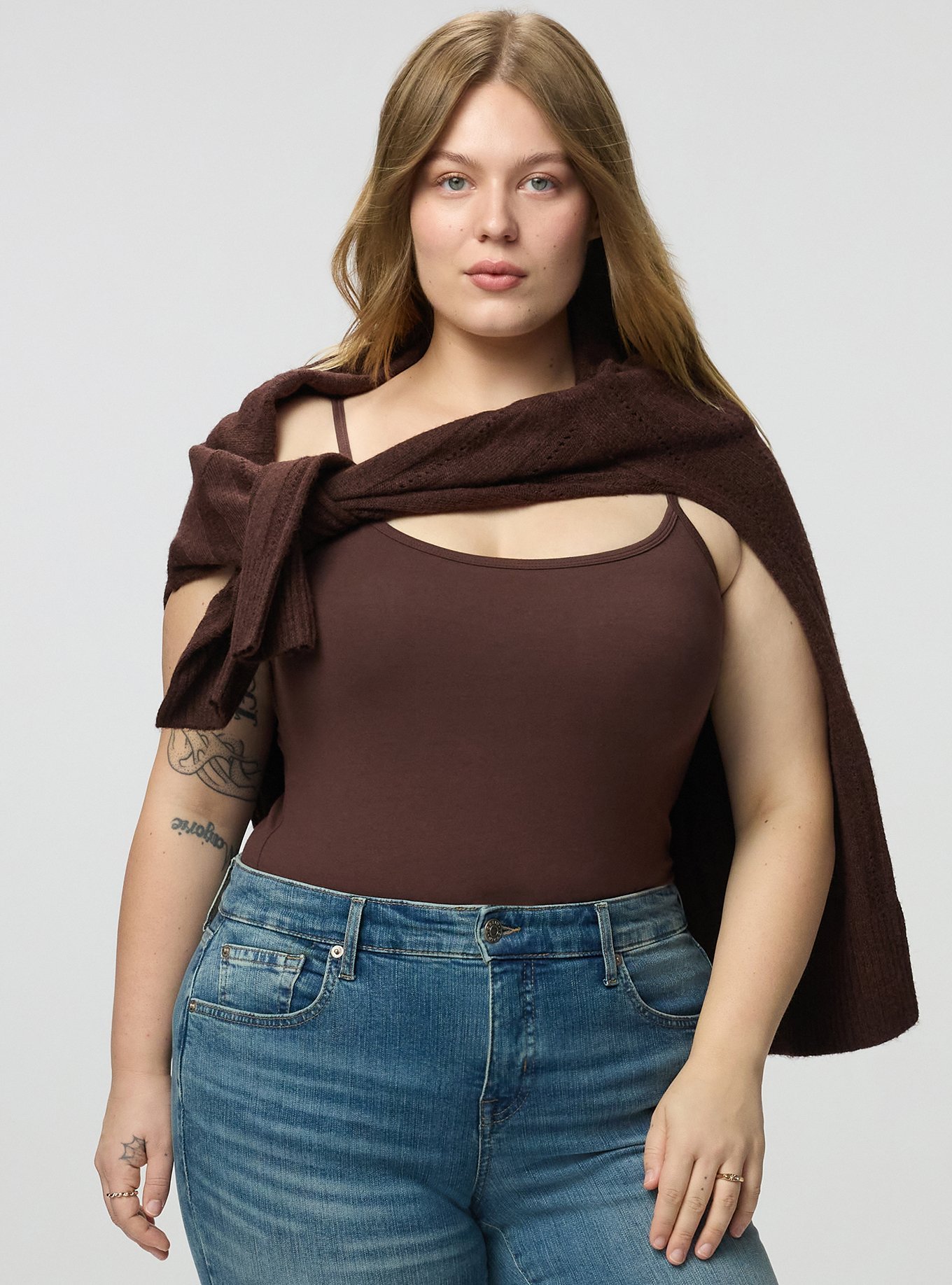 Foxy Scoop Neck Built In Bra Cami, PUCE, alternate