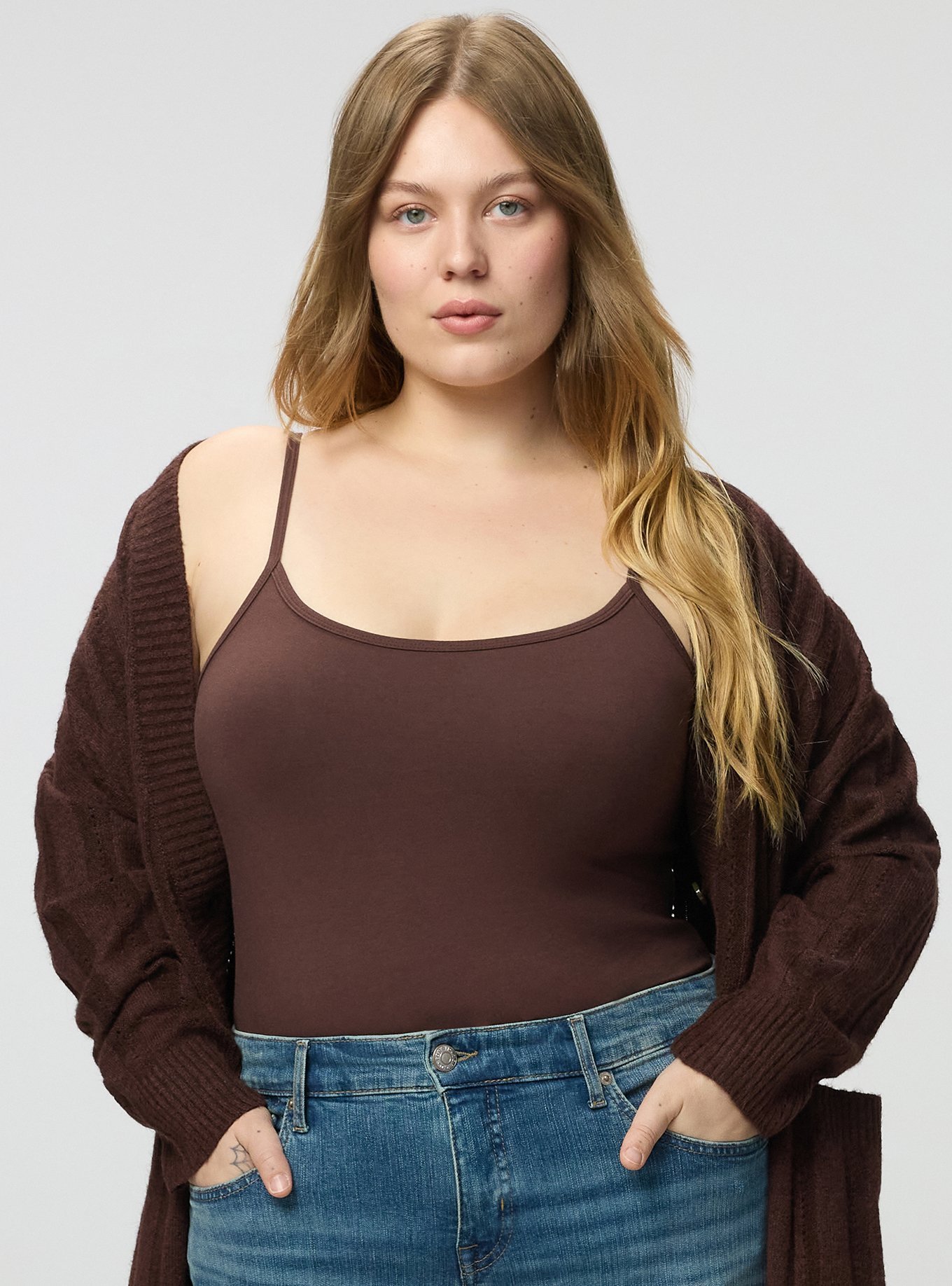 Foxy Scoop Neck Built In Bra Cami, PUCE, alternate