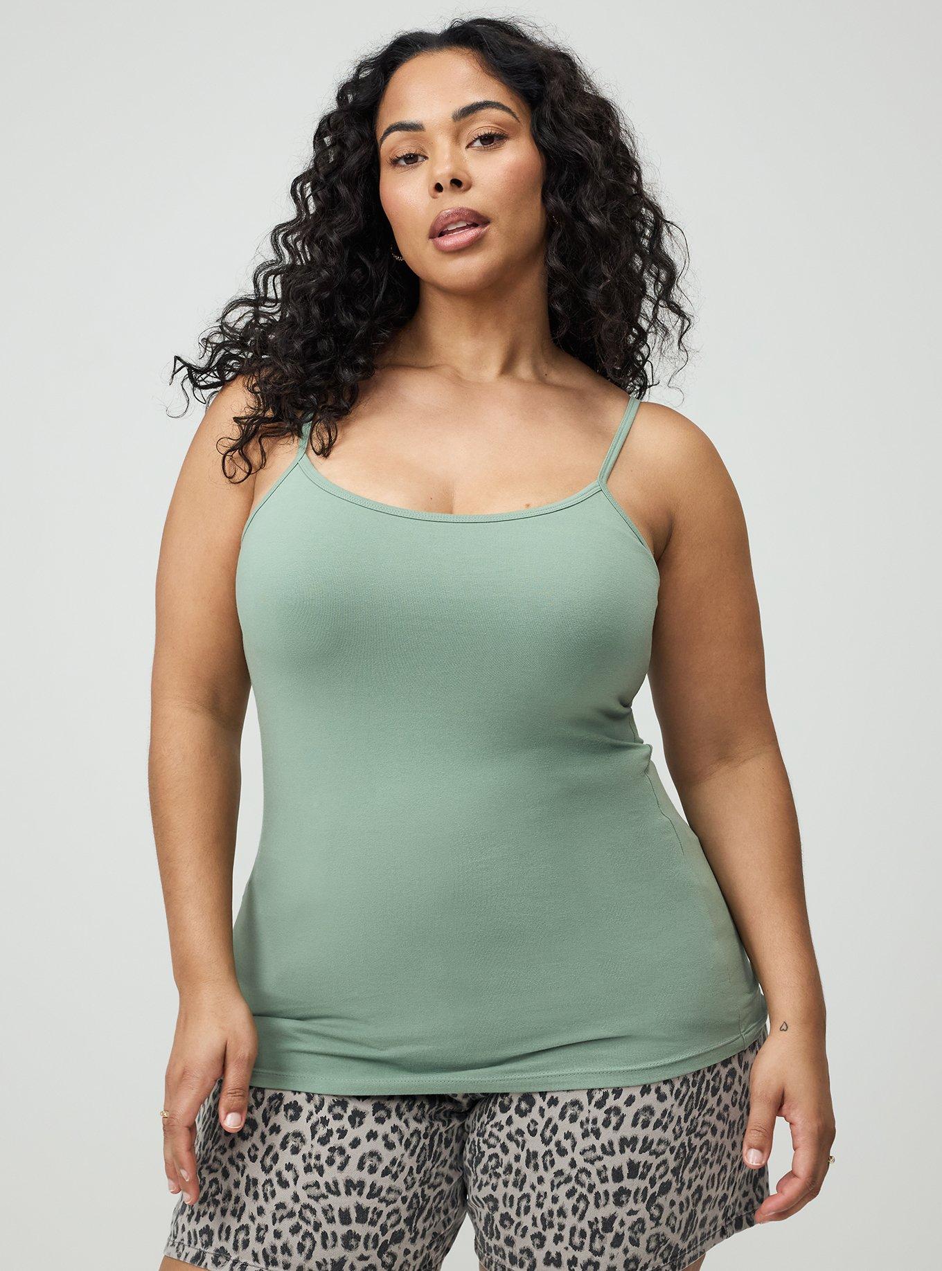 Foxy Scoop Built-In Bra Cami, HEDGE GREEN, hi-res