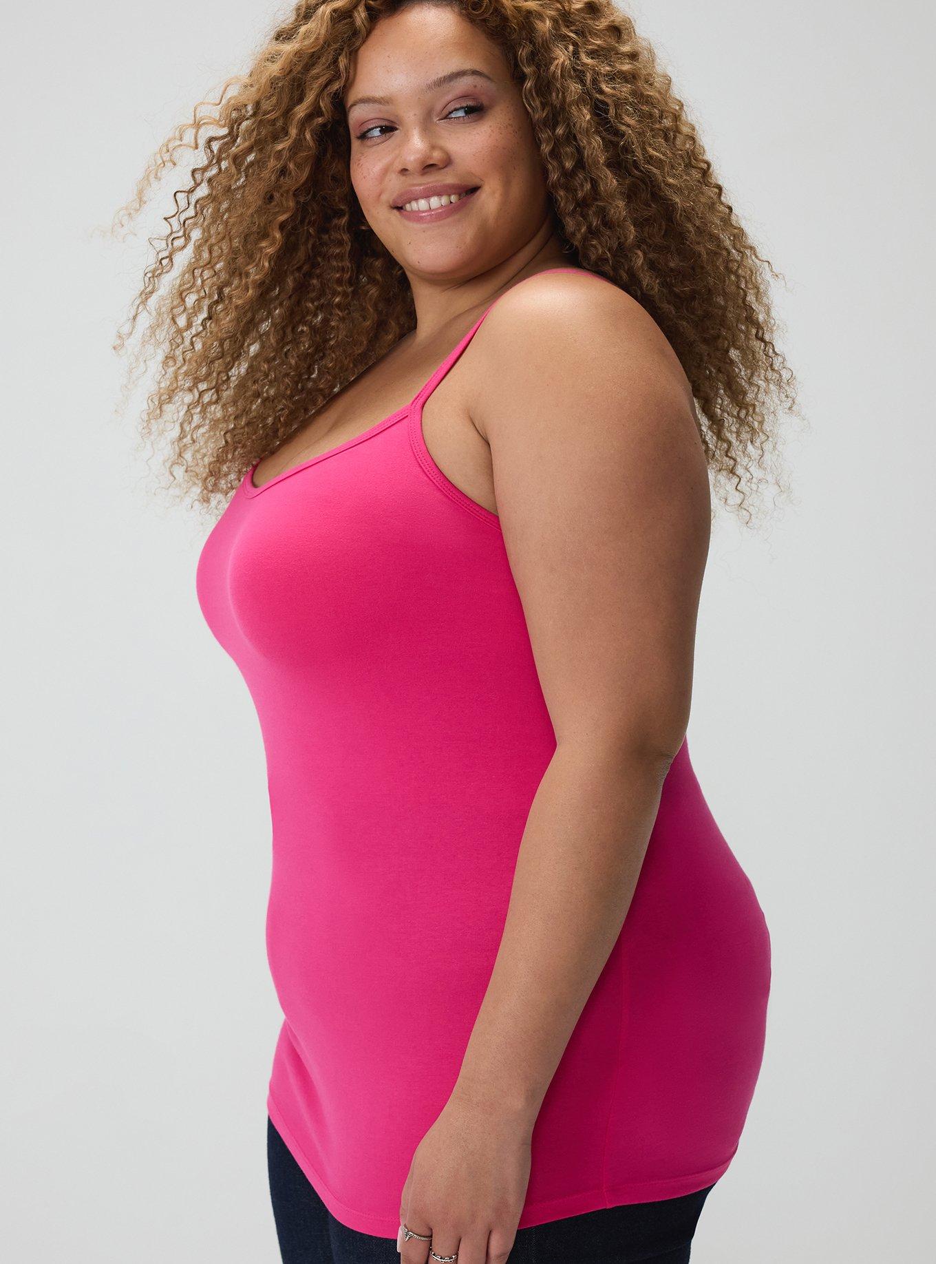 Plus Size Foxy Scoop Neck Built In Bra Cami, BEETROOT PURPLE, alternate