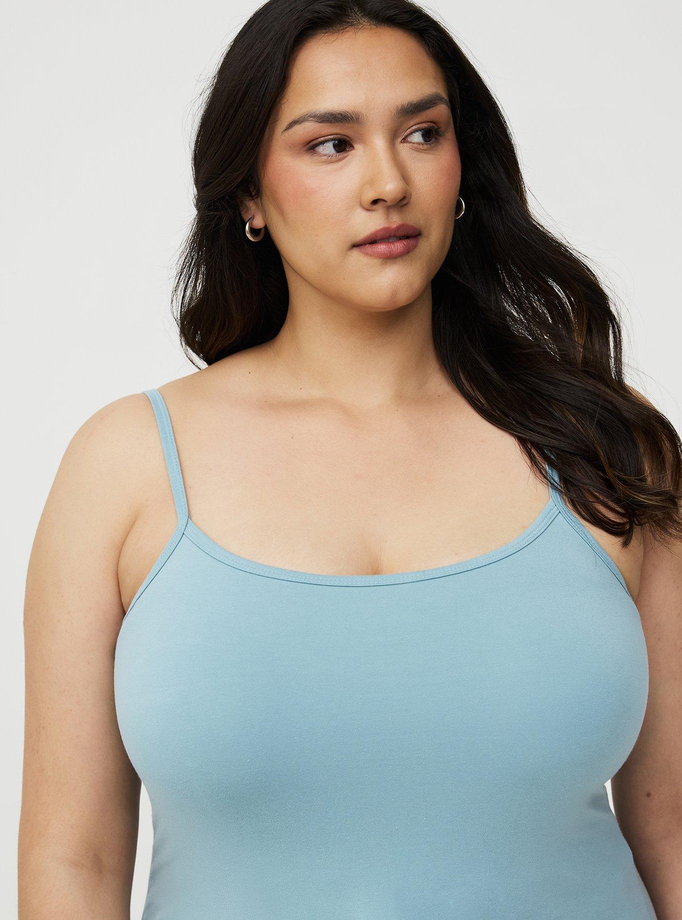 Foxy Scoop Neck Built In Bra Cami, STONE BLUE, alternate