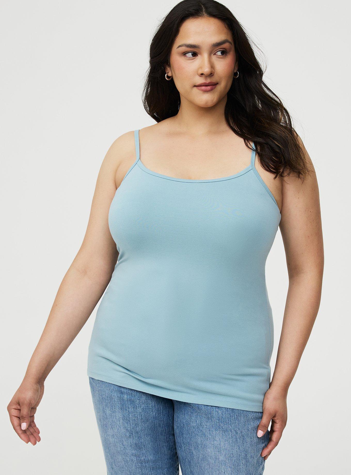 Foxy Scoop Neck Built In Bra Cami, STONE BLUE, hi-res