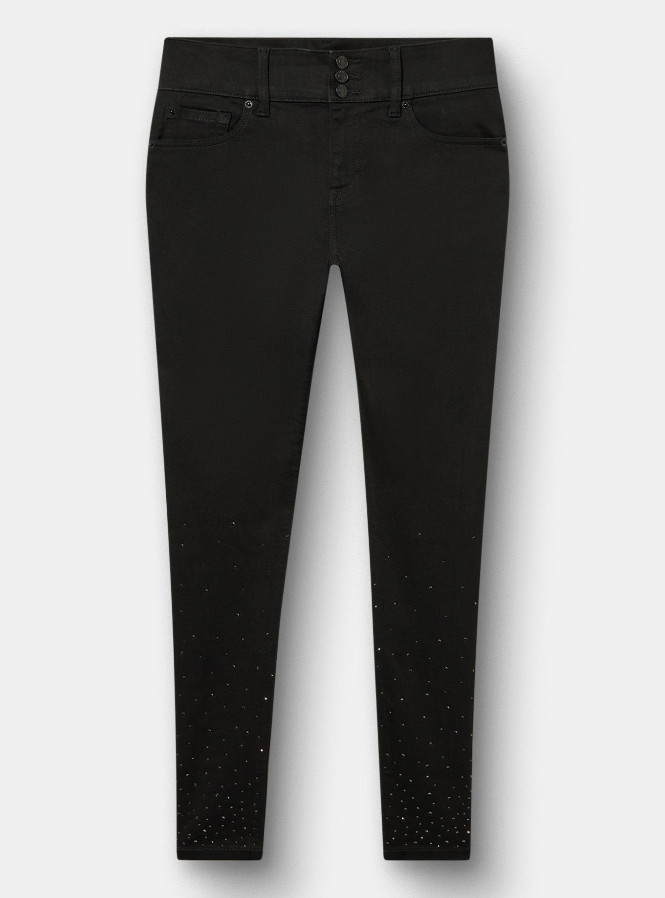 Jegging High-Rise Skinny Jean, BLACK RHINESTONE, flat