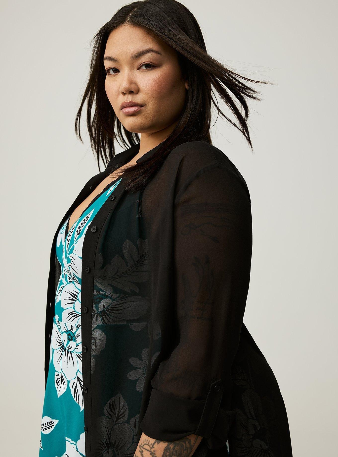 Sheer Button-Down Cover-Up