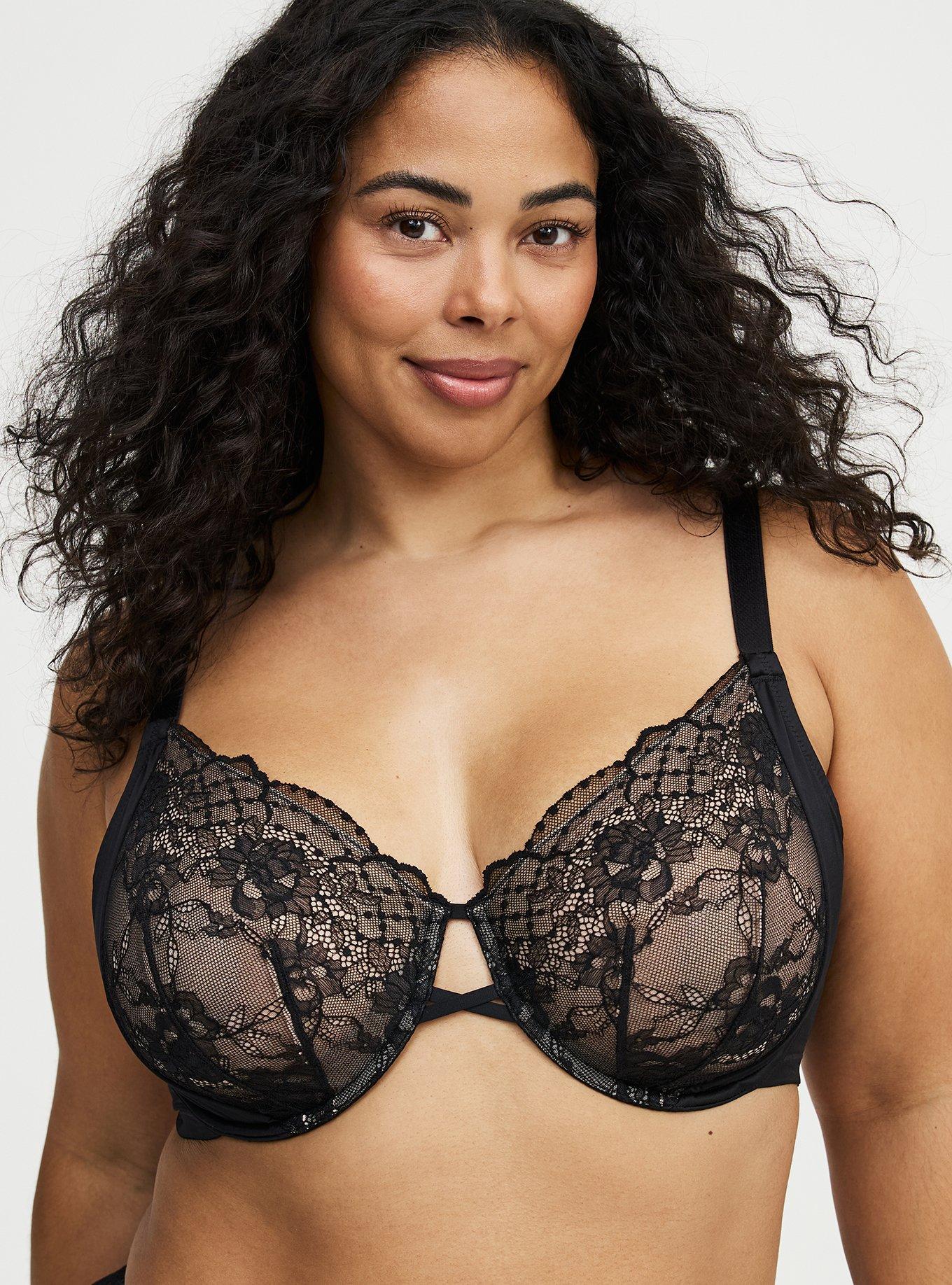 Full Coverage Unlined Lace Bra, RICH BLACK, alternate