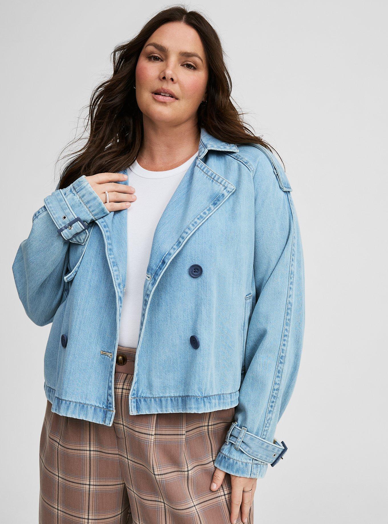 Lightweight Denim Crop Trench 