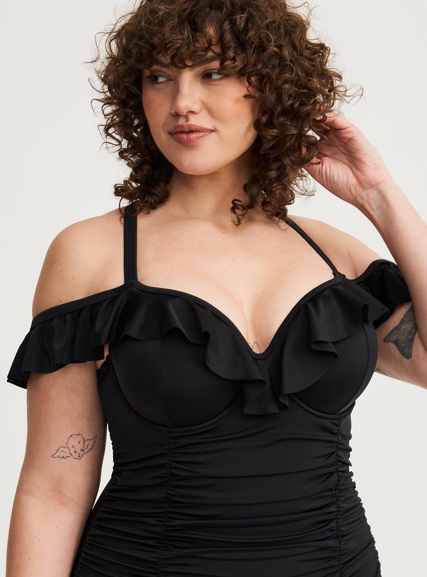 Off-The-Shoulder Ruffle One Piece Swimsuit