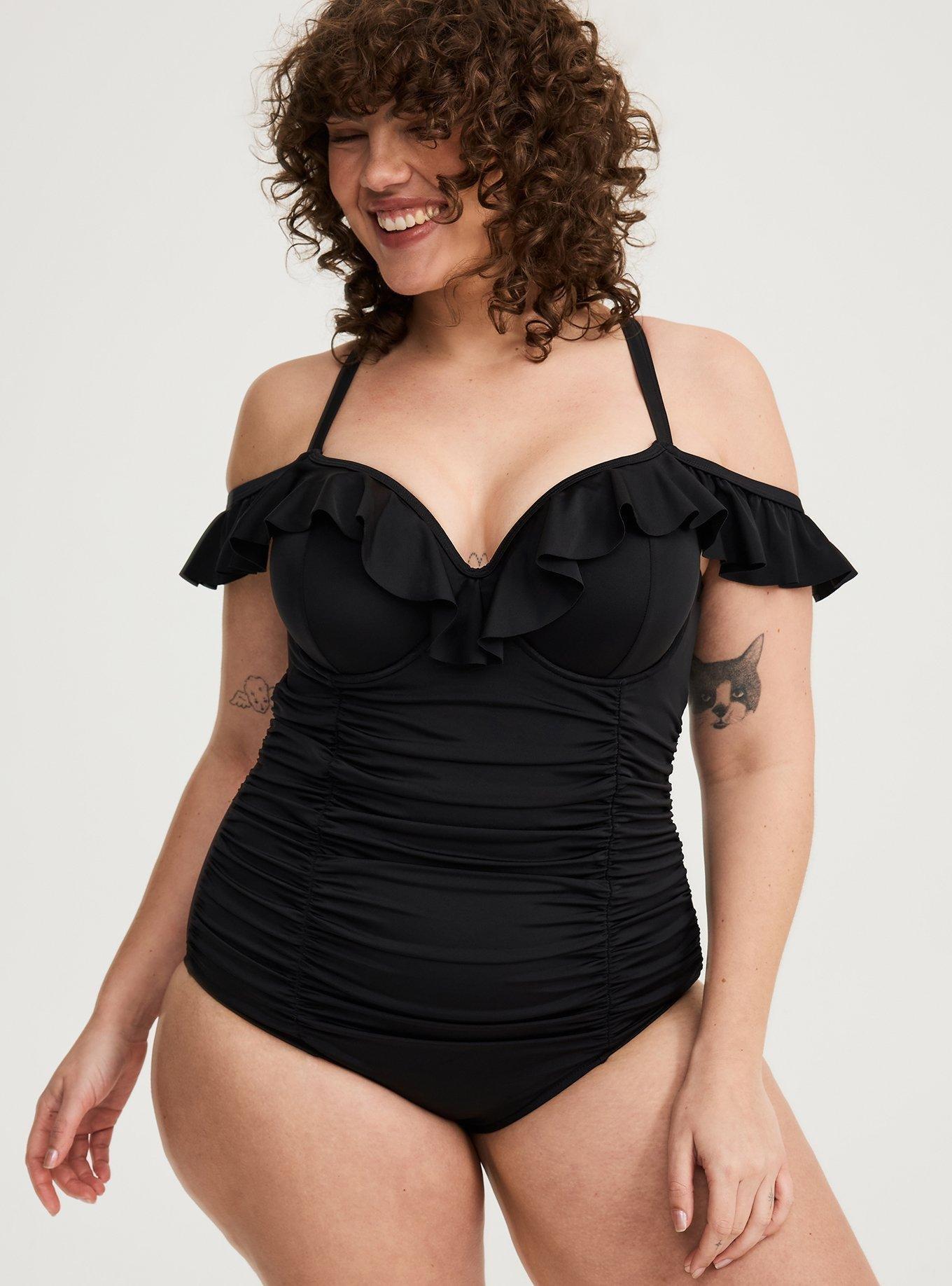 Off-The-Shoulder Ruffle One Piece Swimsuit