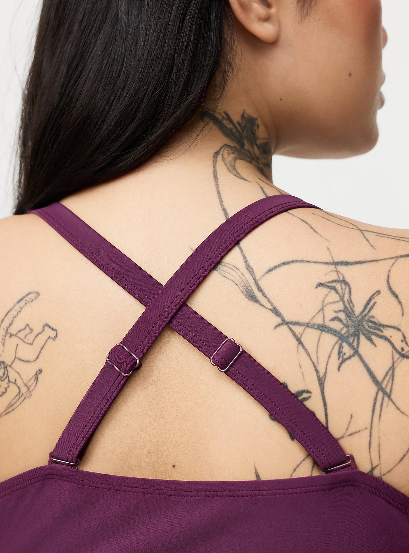 Wire-Free XO Cinch Side Tankini, EGGPLANT SWIM, alternate