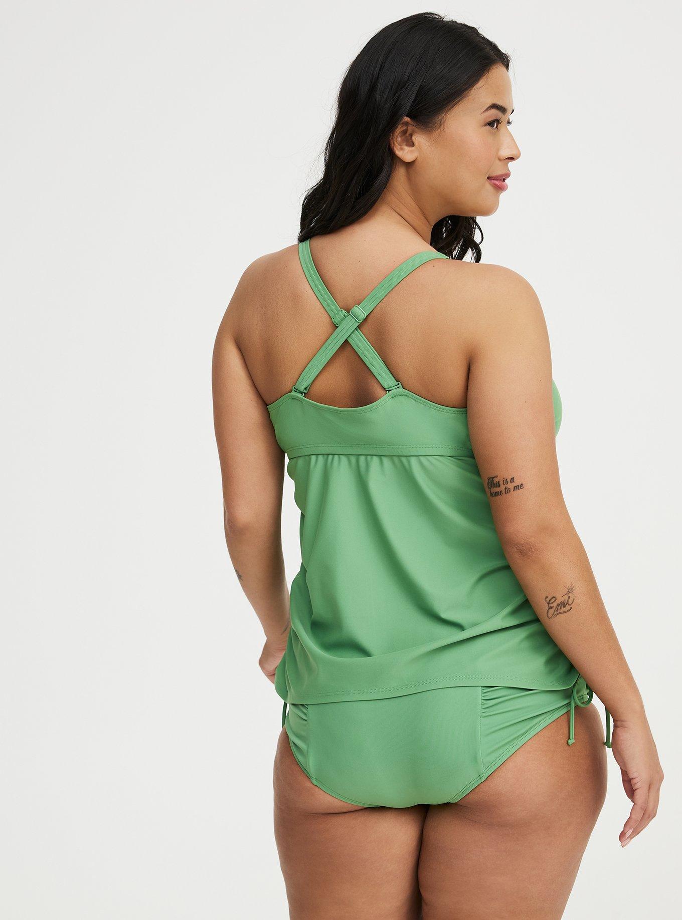 Wire-Free XO Cinch Side Tankini, BASIL SWIM, alternate