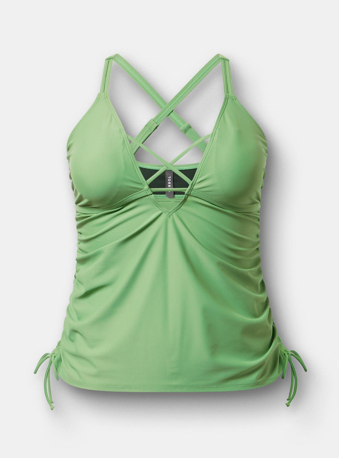 Wire-Free XO Cinch Side Tankini, BASIL SWIM, hi-res