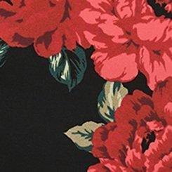 Wireless Cross Front Swim Dress With Brief, NEON TRADITIONAL ROSES DEEP BLACK, swatch