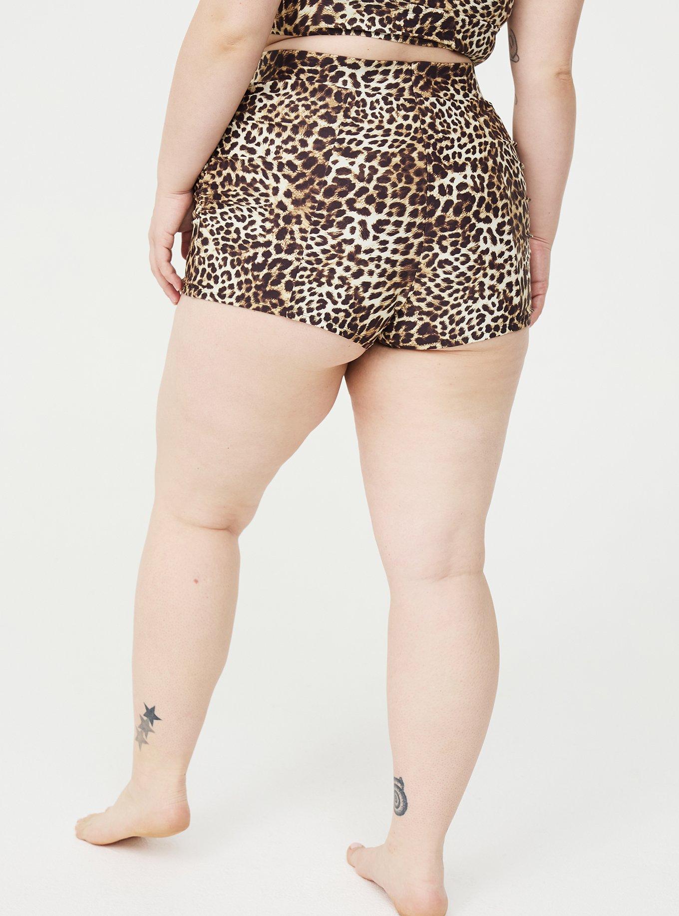 Ruched Swim Hot Short, JORDYN LEOPARD TAN, alternate