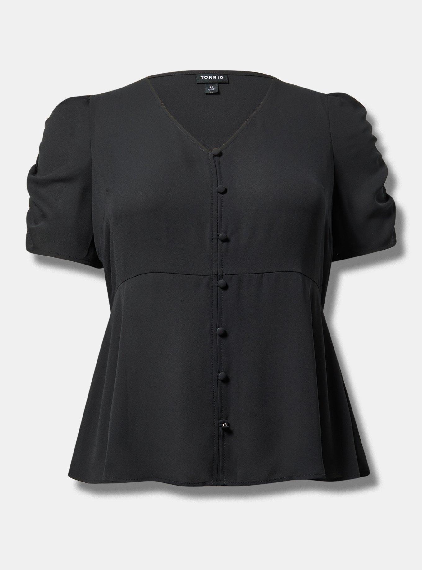 Georgette Ruched Button Down Blouse