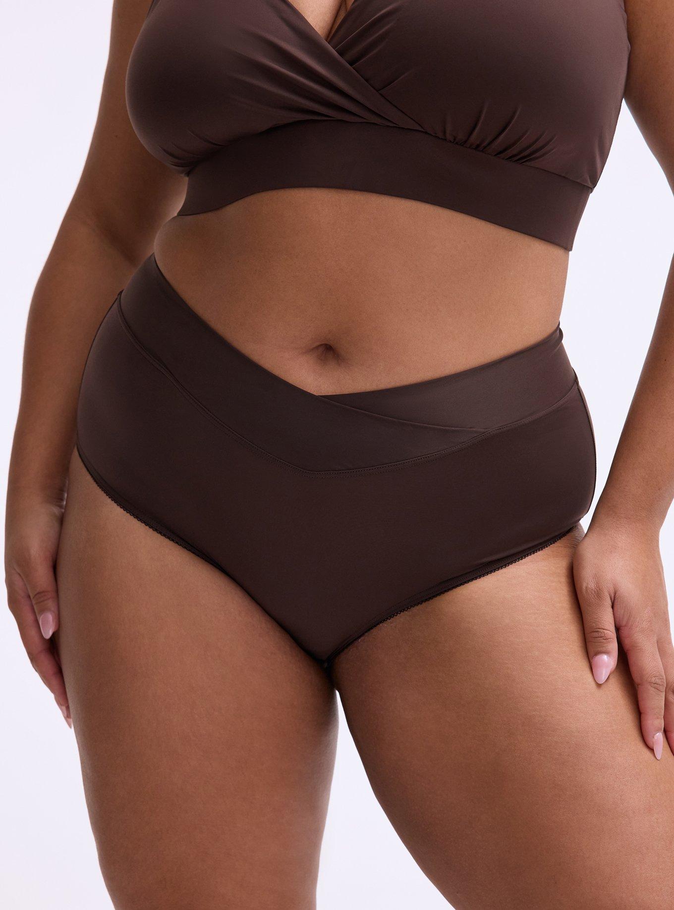 Second Skin Cross Front Mid-Rise Brief Panty, JAVA, alternate