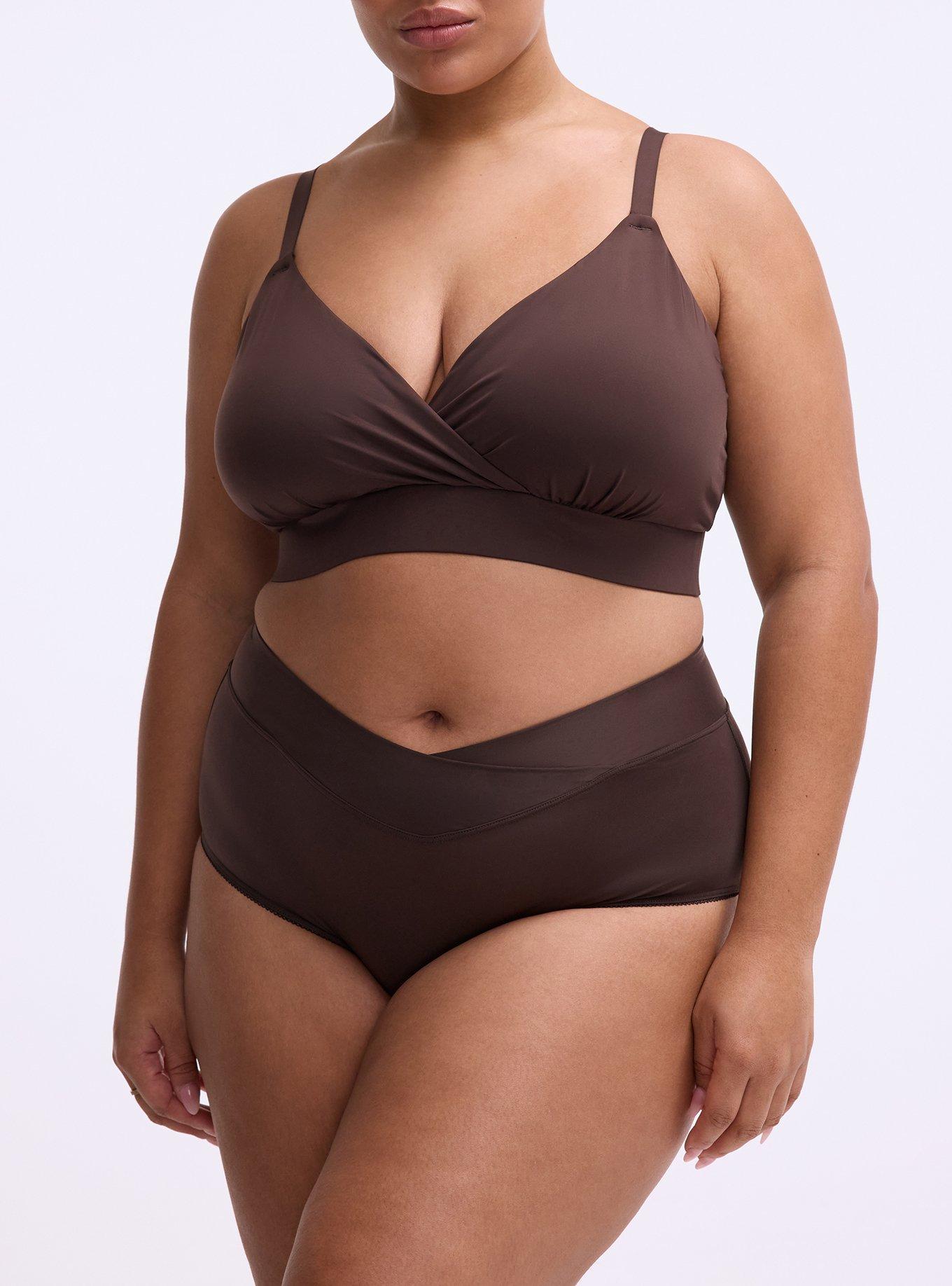 Second Skin Cross Front Mid-Rise Brief Panty, JAVA, alternate