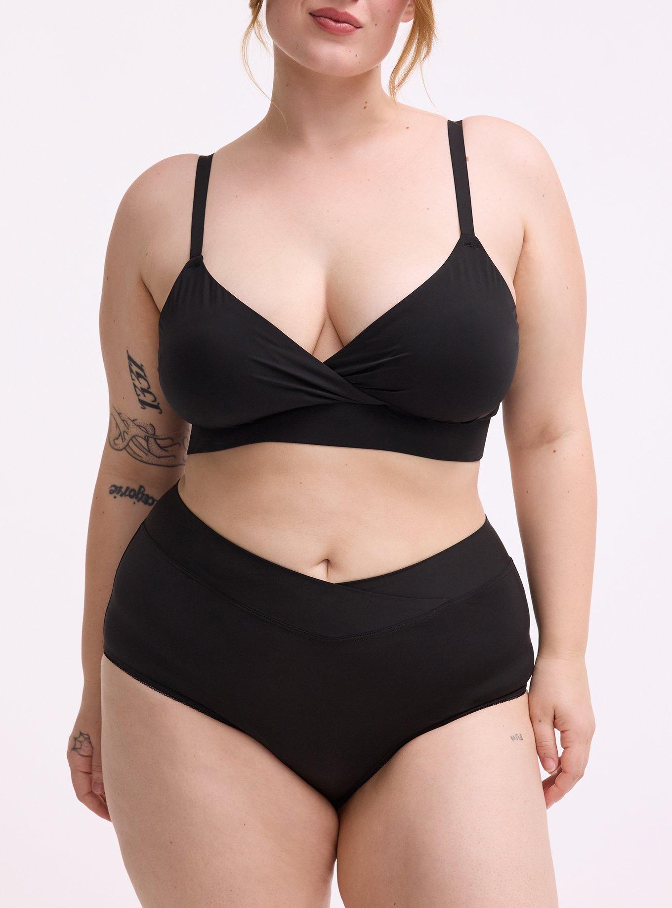 Second Skin Cross Front Mid-Rise Brief Panty, RICH BLACK, alternate