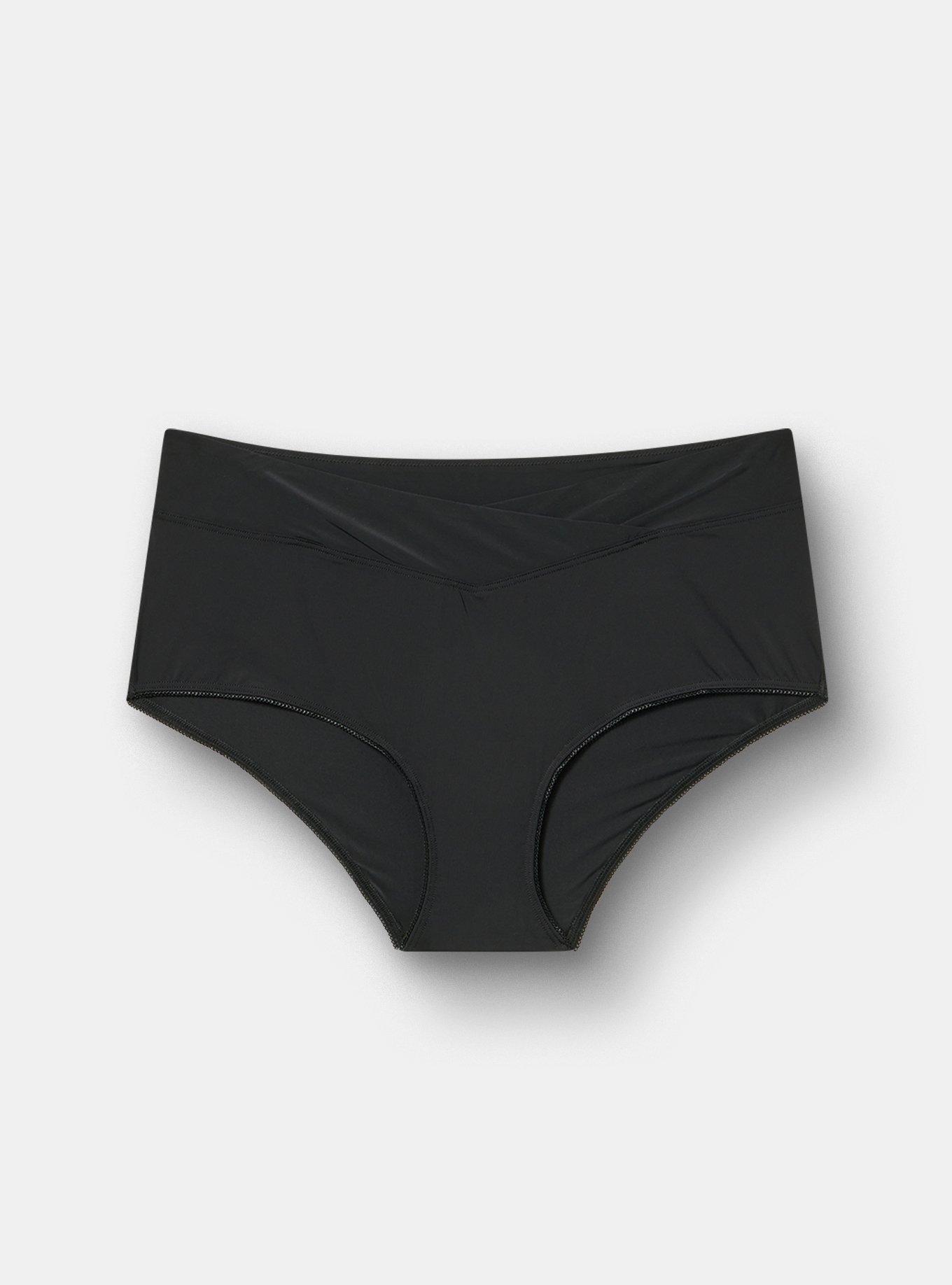 Second Skin Cross Front Mid-Rise Brief Panty, RICH BLACK, hi-res
