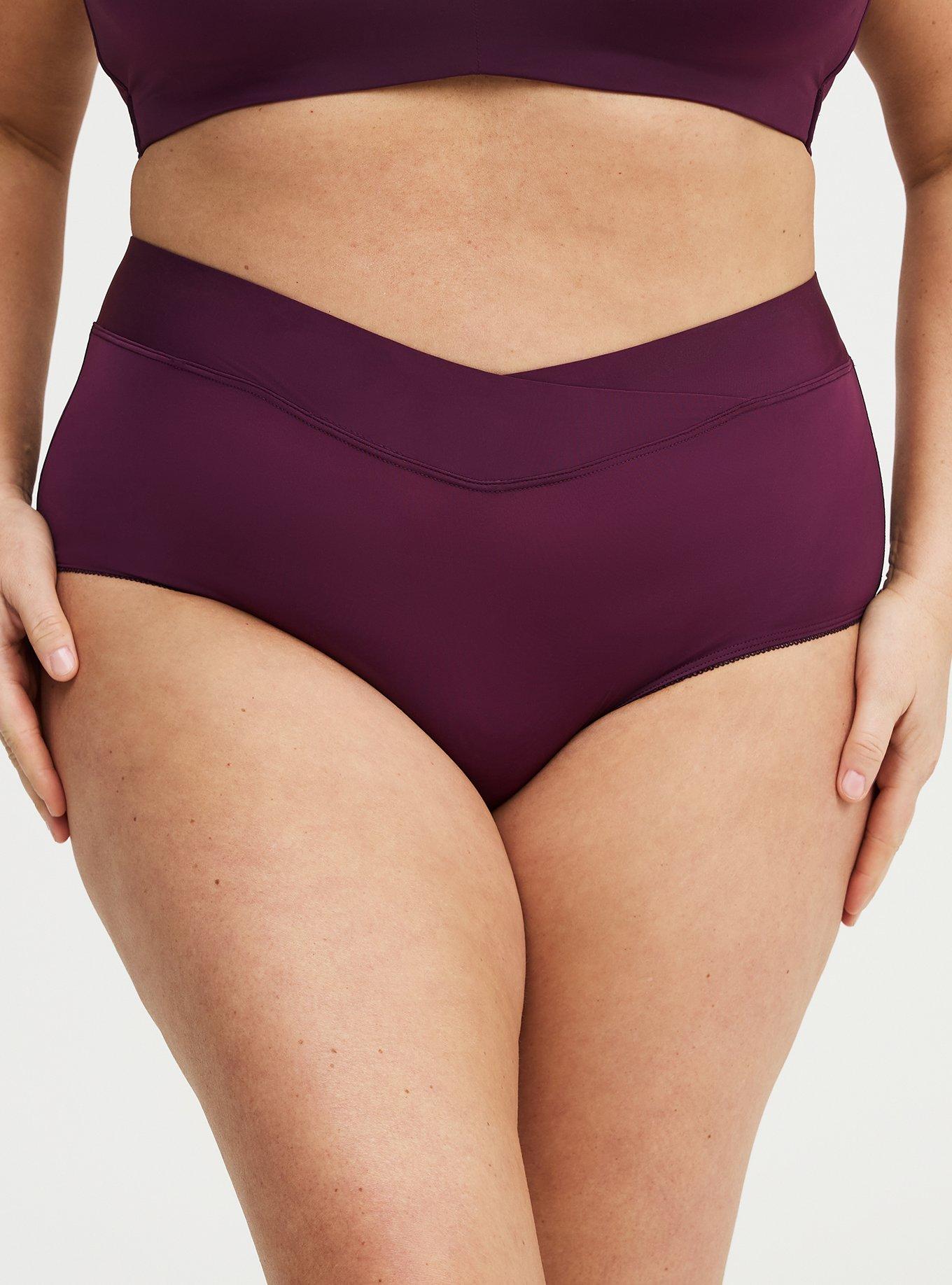 Second Skin Cross Front Mid-Rise Brief Panty, POTENT PURPLE, alternate