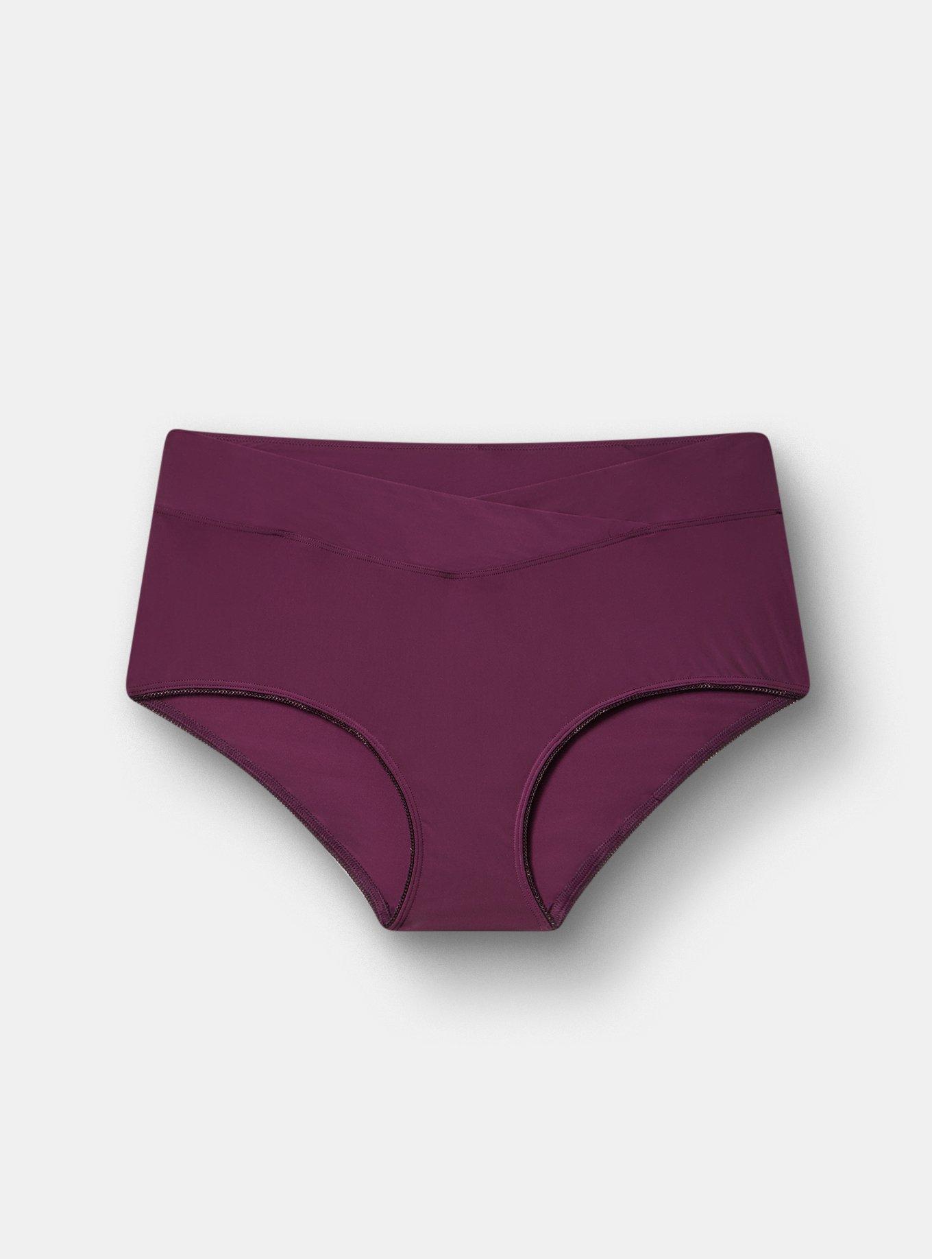 Second Skin Cross Front Mid-Rise Brief Panty, POTENT PURPLE, hi-res