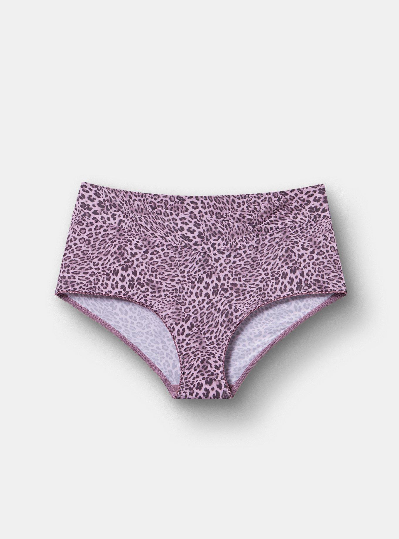 Second Skin Cross Front Mid-Rise Brief Panty, CLASSIC LEOPARD KEEPSAKE LILAC, hi-res