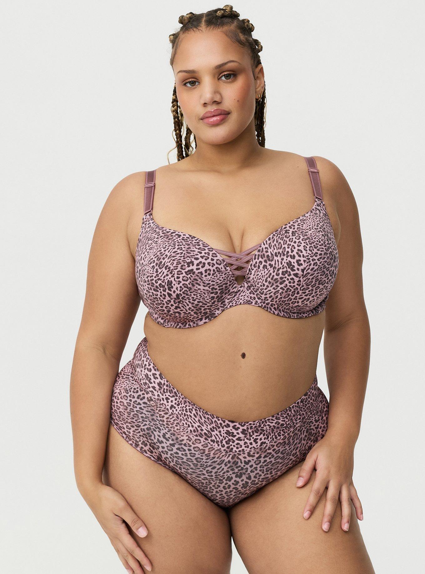 MICROFIBER CROSS FRONT MID RISE BRIEF PANTY, CLASSIC LEOPARD KEEPSAKE LILAC, hi-res