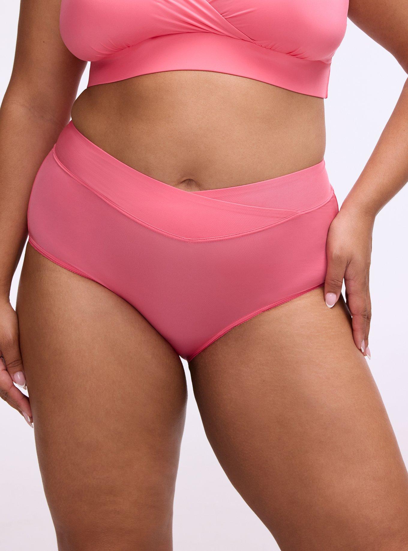 Second Skin Cross Front Mid-Rise Brief Panty, CAMELLIA ROSE, alternate