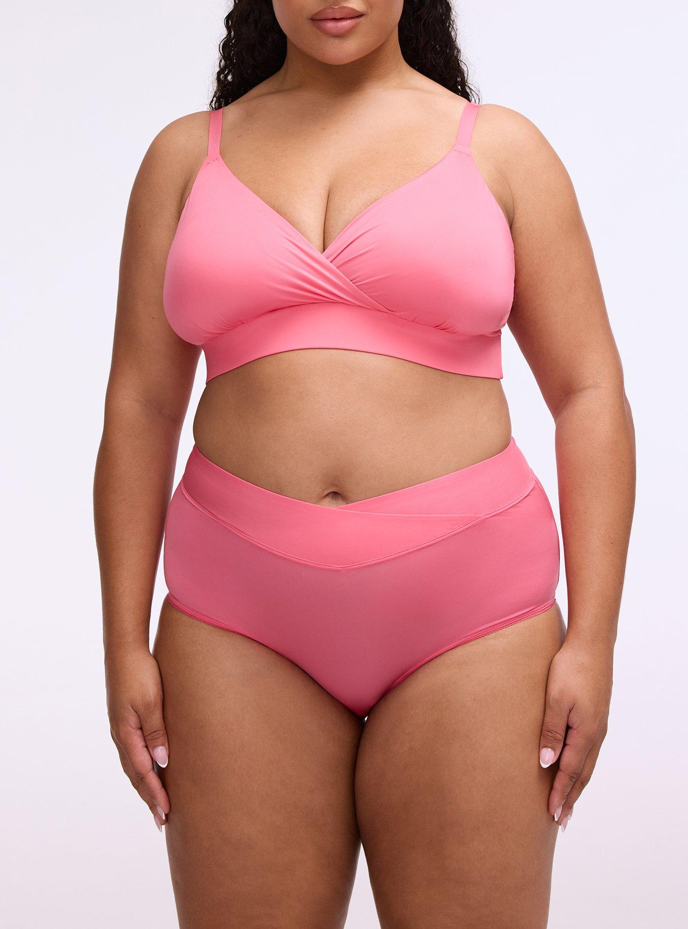 Second Skin Cross Front Mid-Rise Brief Panty, CAMELLIA ROSE, alternate