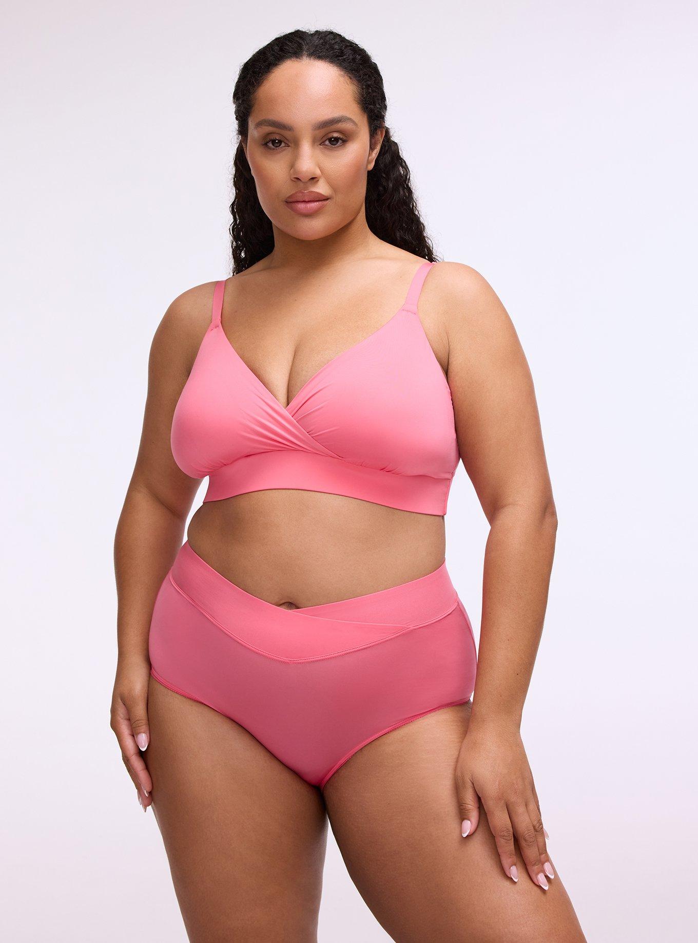 Second Skin Cross Front Mid-Rise Brief Panty, CAMELLIA ROSE, hi-res