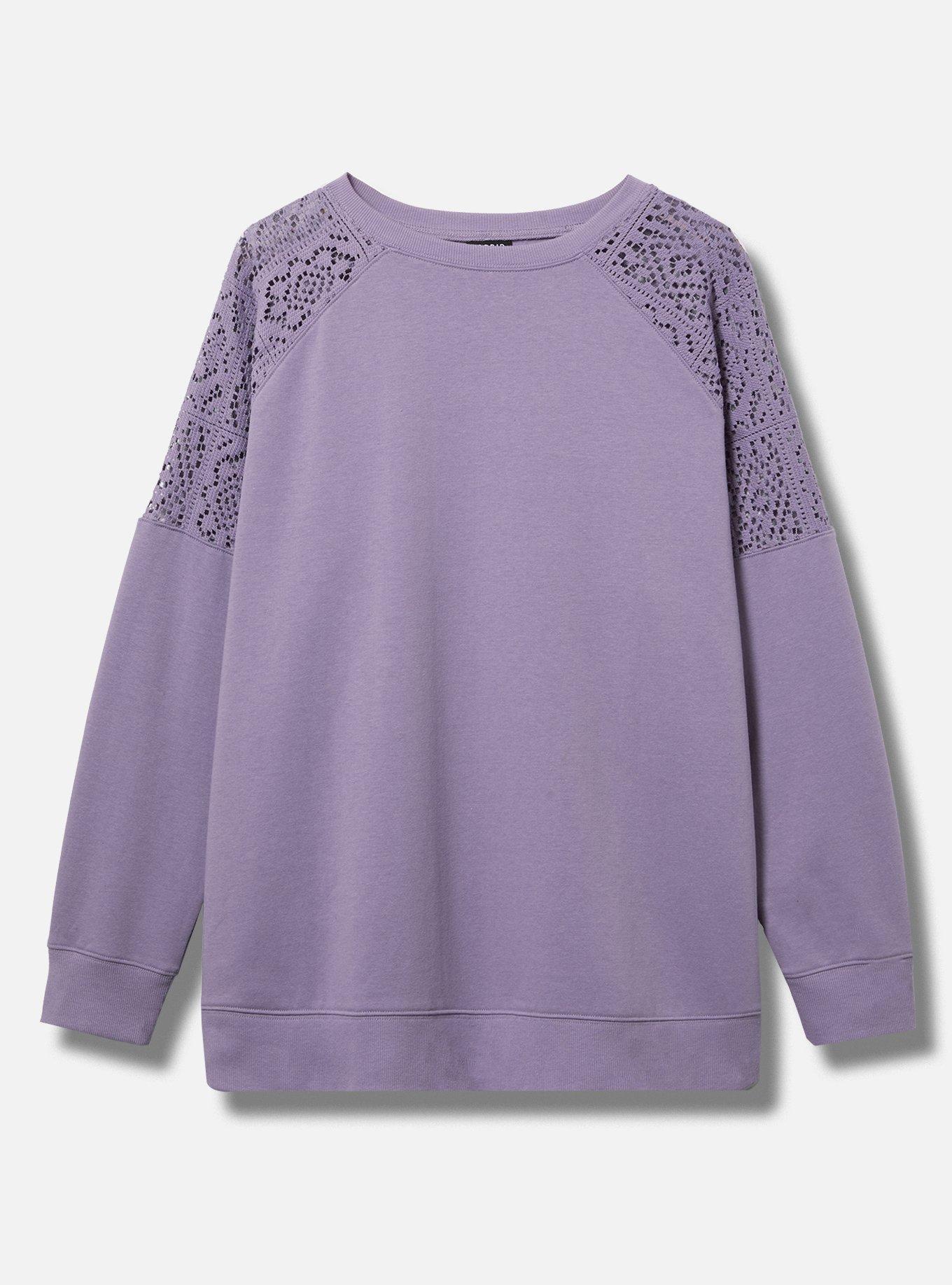 Crochet Shoulder Crew Sweatshirt