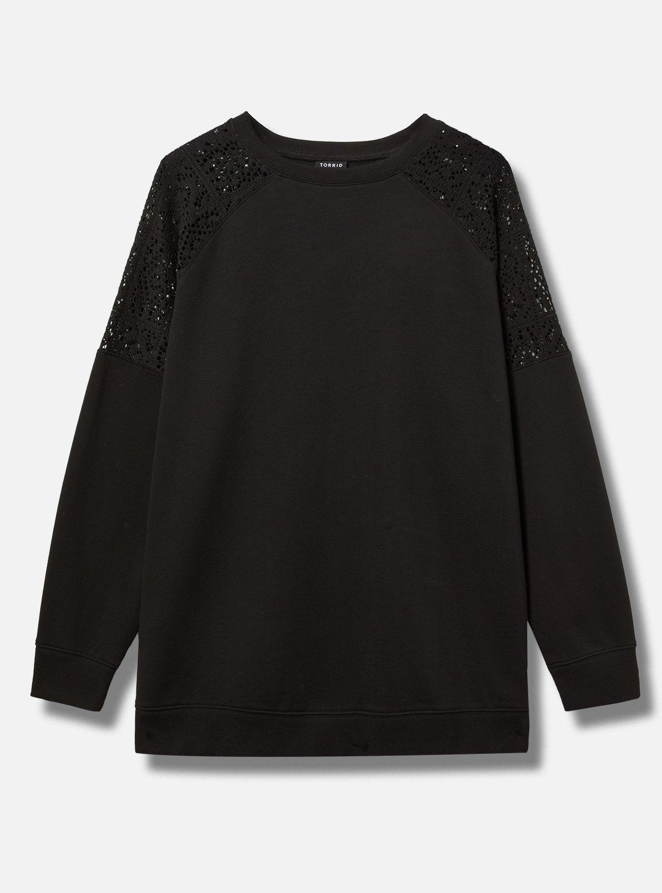 Crochet Shoulder Crew Sweatshirt
