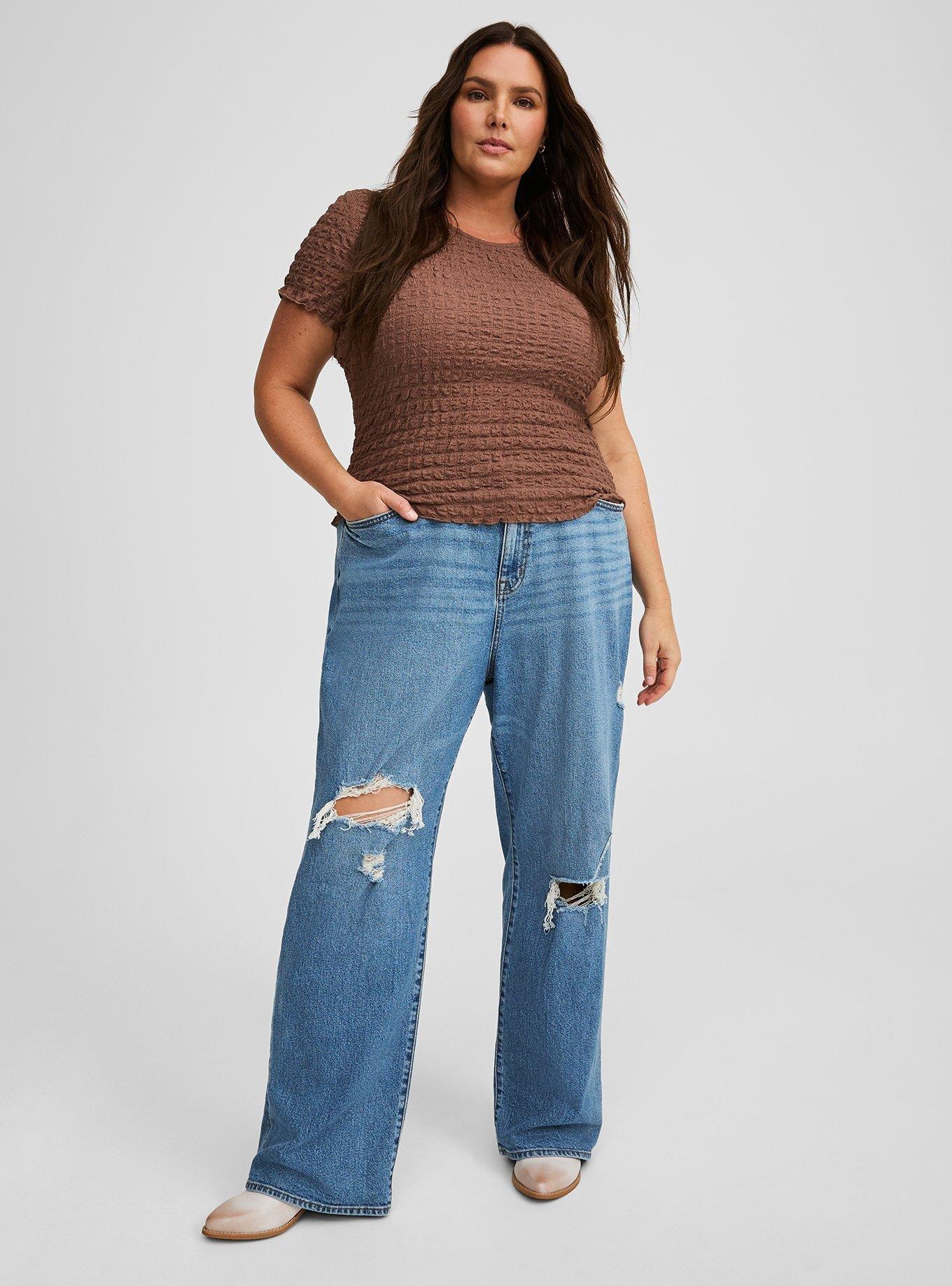 Textured Crew Neck Top