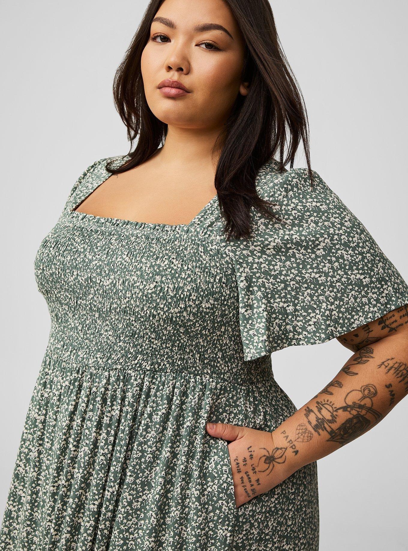 a line midi dress plus size Plus Size Pleated Midi Chiffon Dress