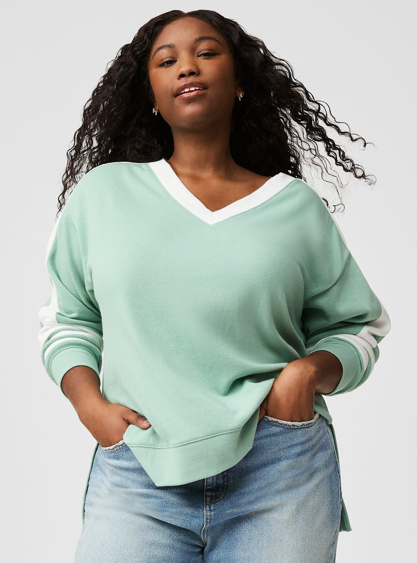 Step Hem V-Neck Sweatshirt